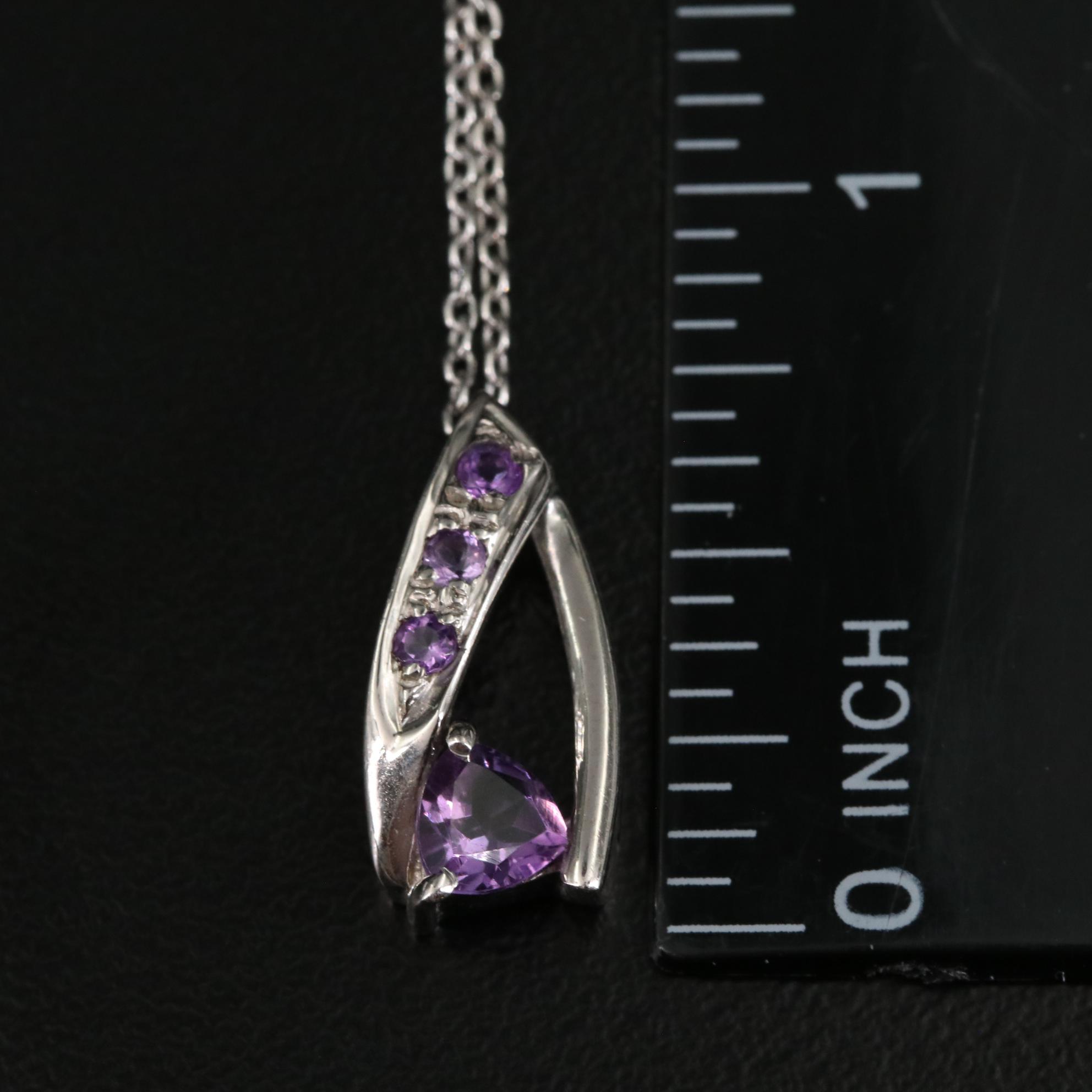 Sterling Amethyst Pendant Necklace