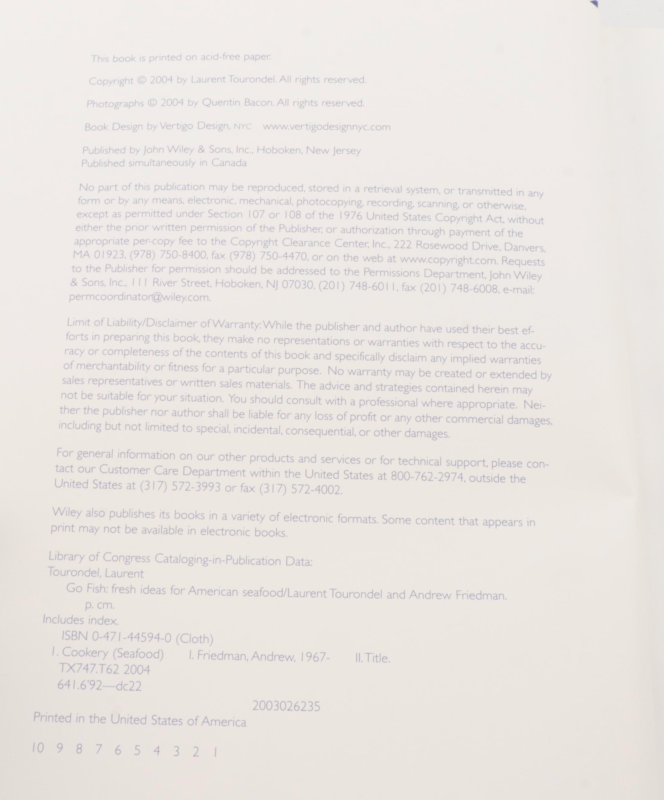 First Edition "Go Fish" by Laurent Tourondel and More Cookbooks