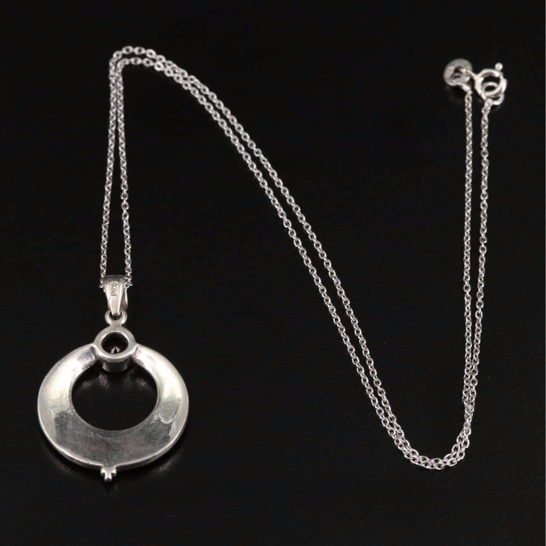 Sterling Garnet Open Pendant Necklace