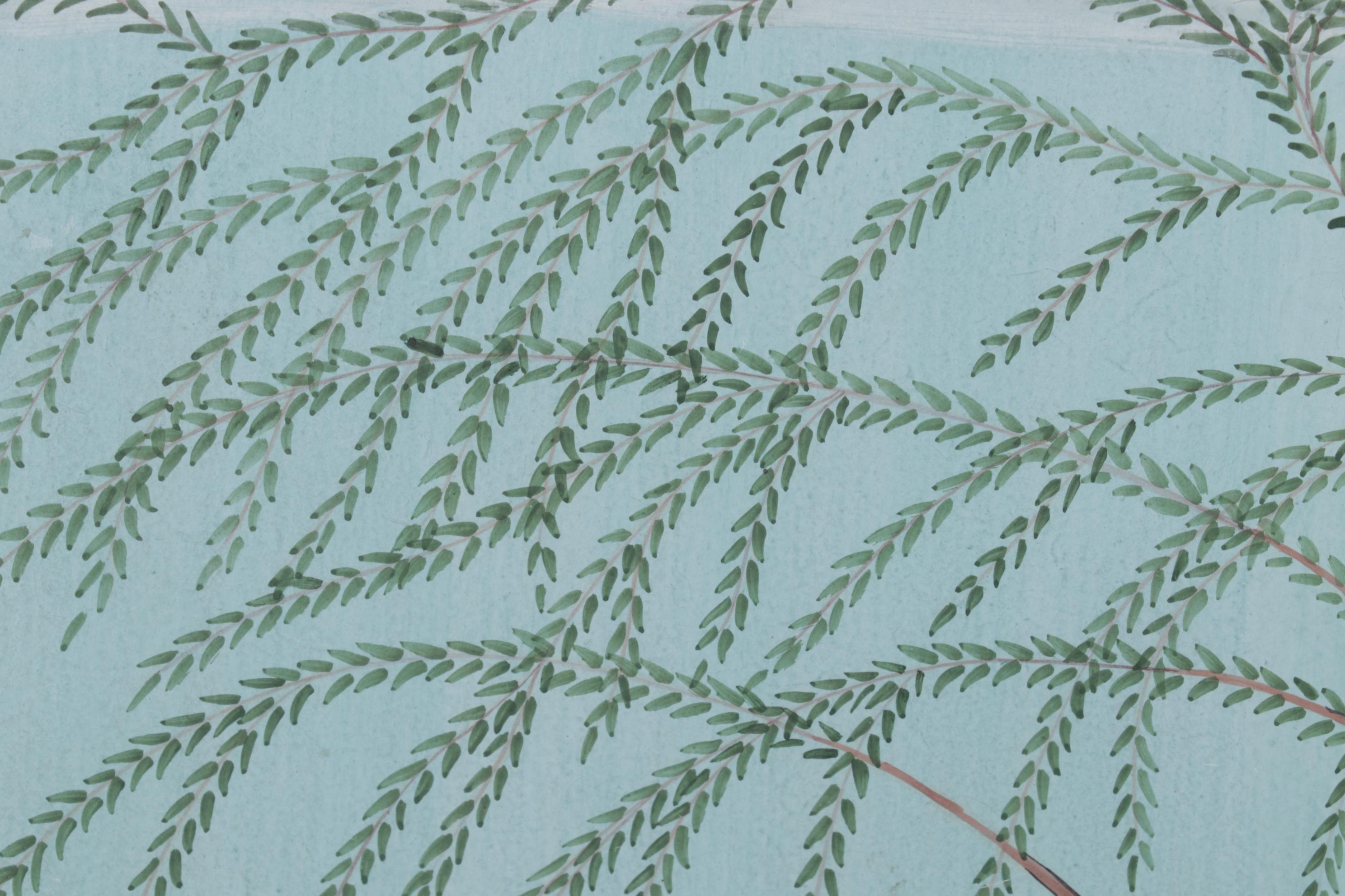 Persian Mughal Style Gouache Painting of Woman Feeding Blackbuck