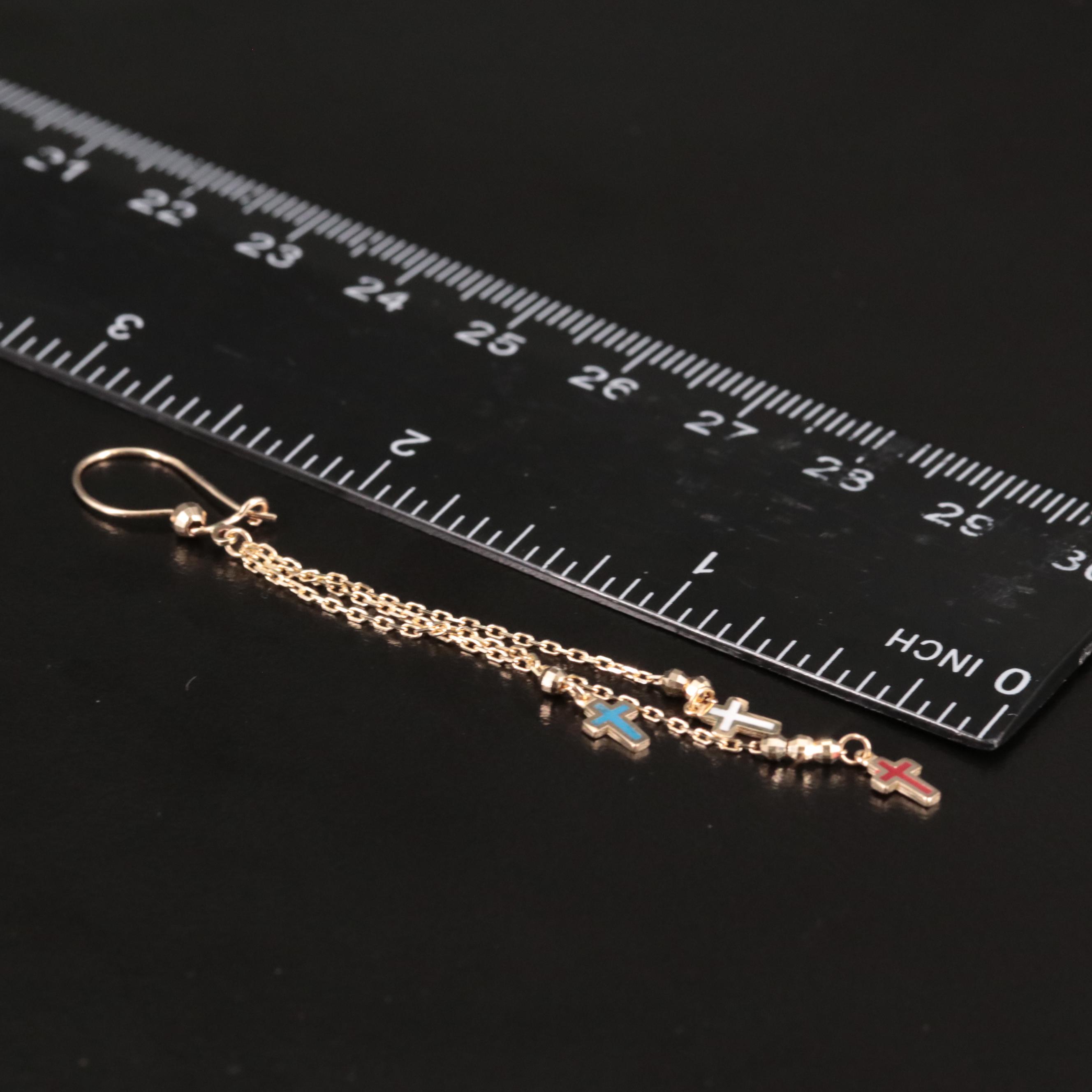14K Colored Crosses Dangle Earrings