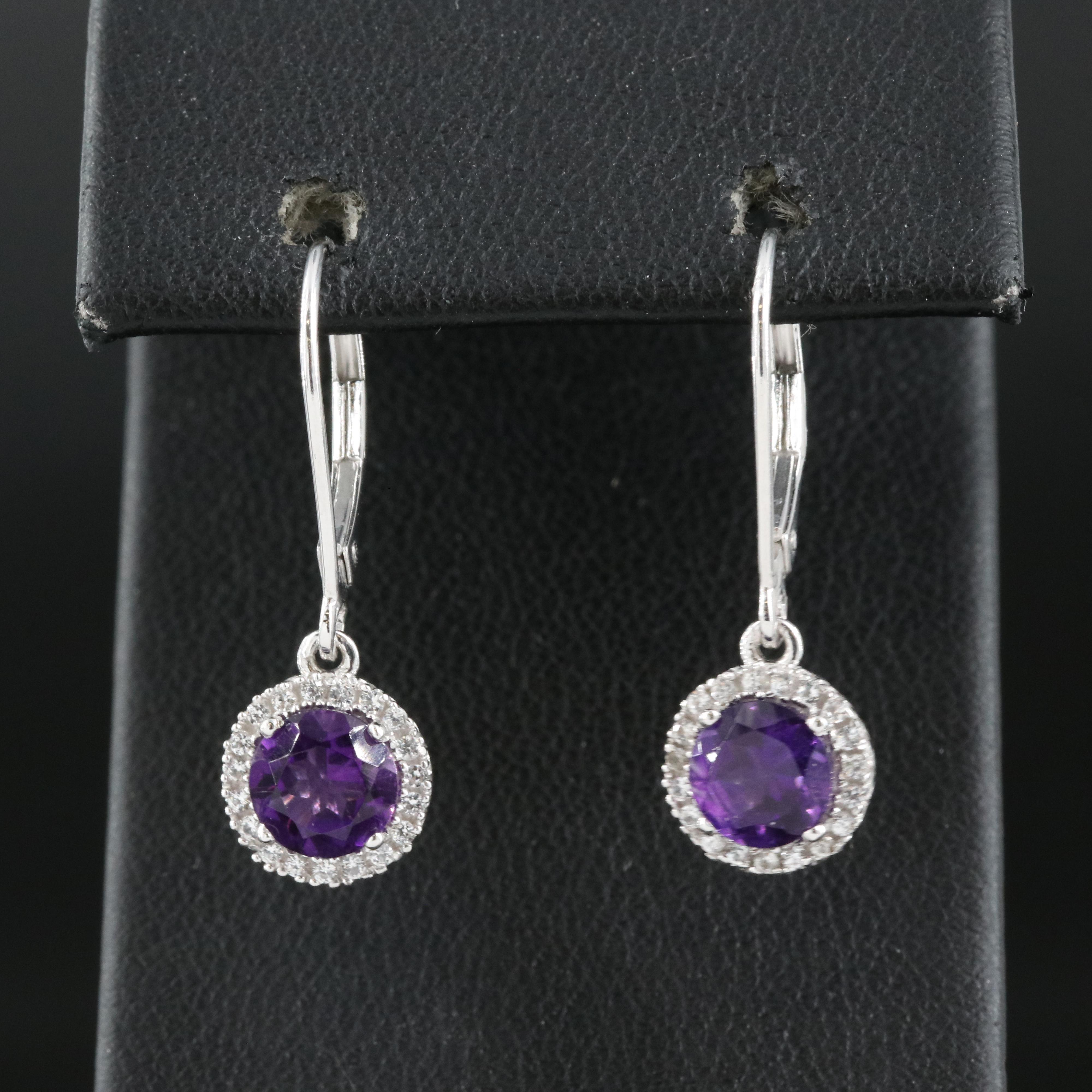 Sterling Amethyst and Sapphire Earrings
