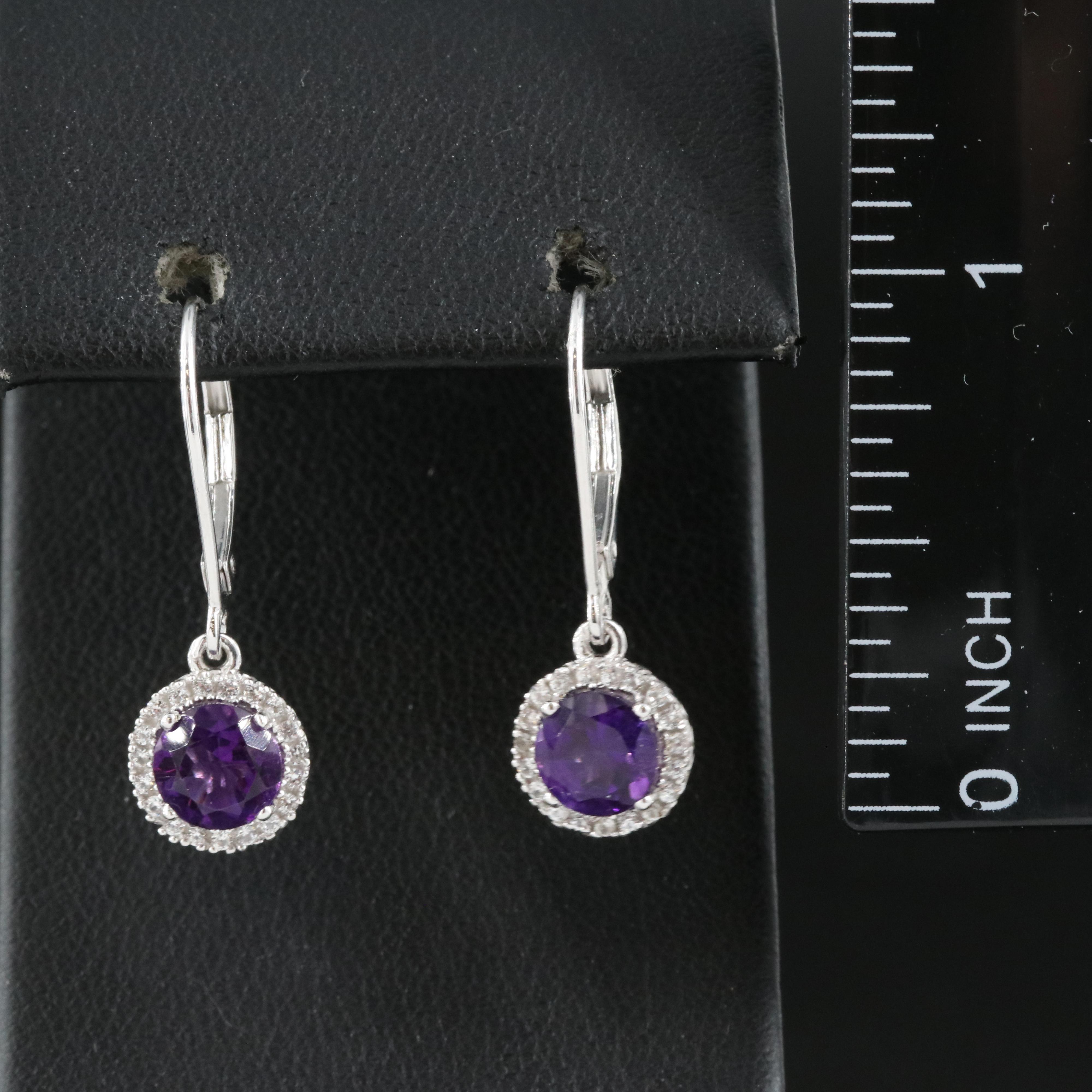 Sterling Amethyst and Sapphire Earrings
