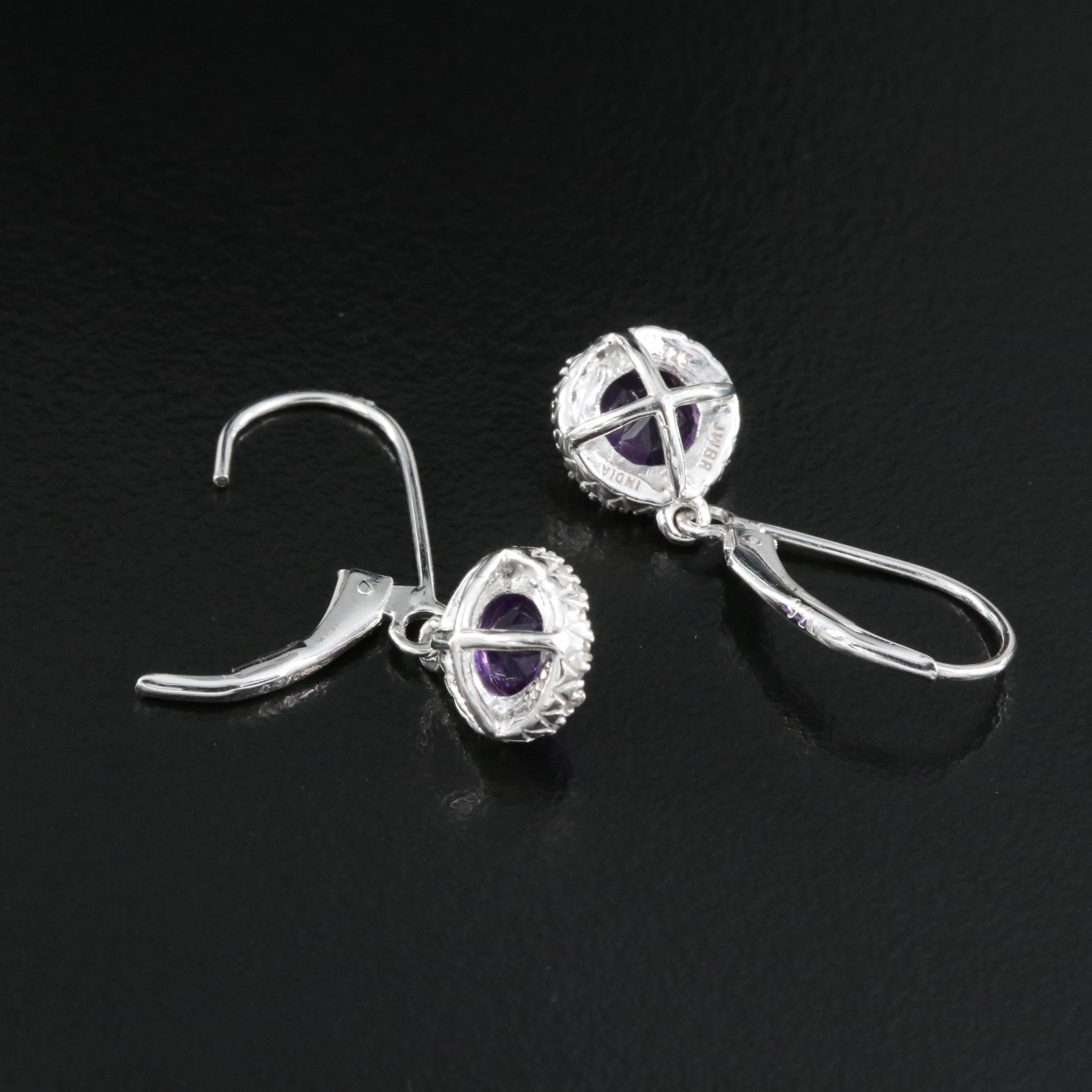 Sterling Amethyst and Sapphire Earrings