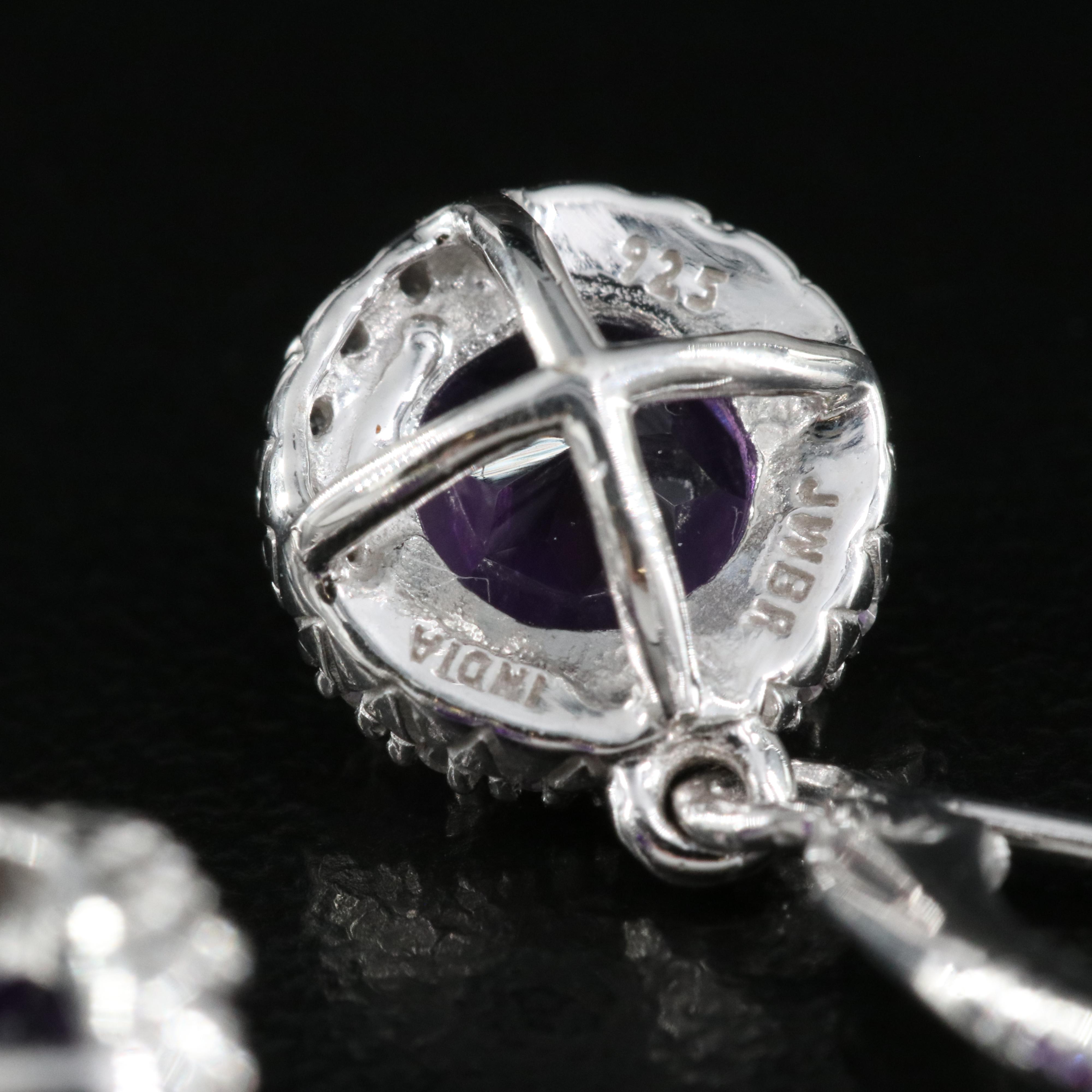 Sterling Amethyst and Sapphire Earrings