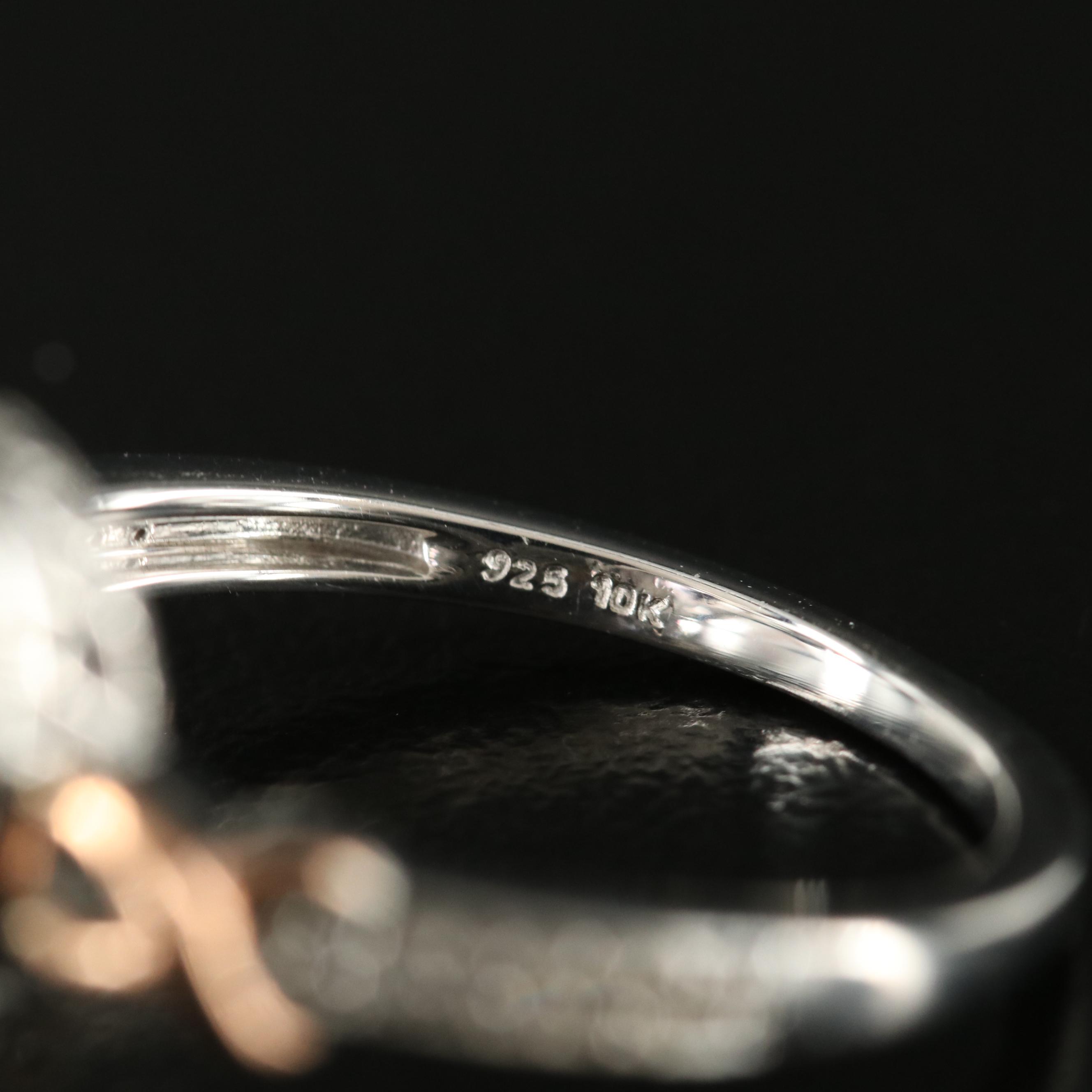 Sterling Amethyst and White Sapphire Teardrop Ring with 10K Rose Gold Accent