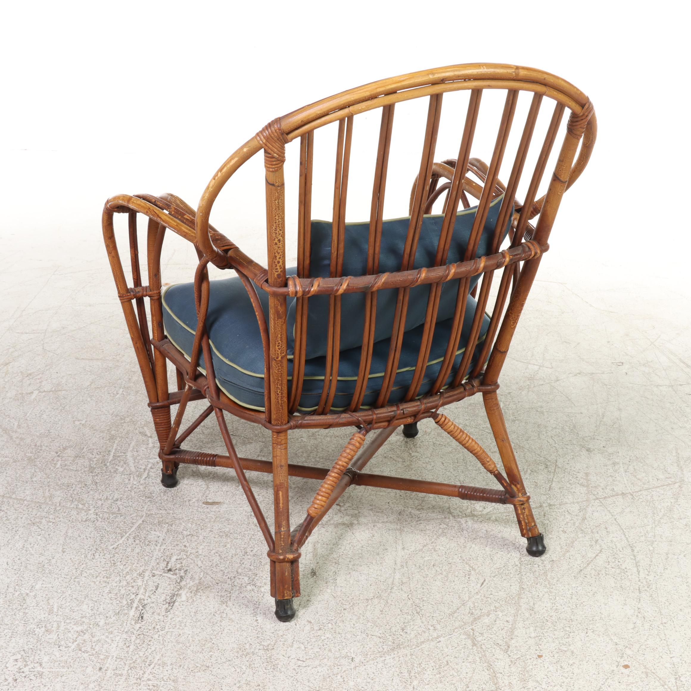 Rattan Patio Armchair, Mid to Late 20th Century