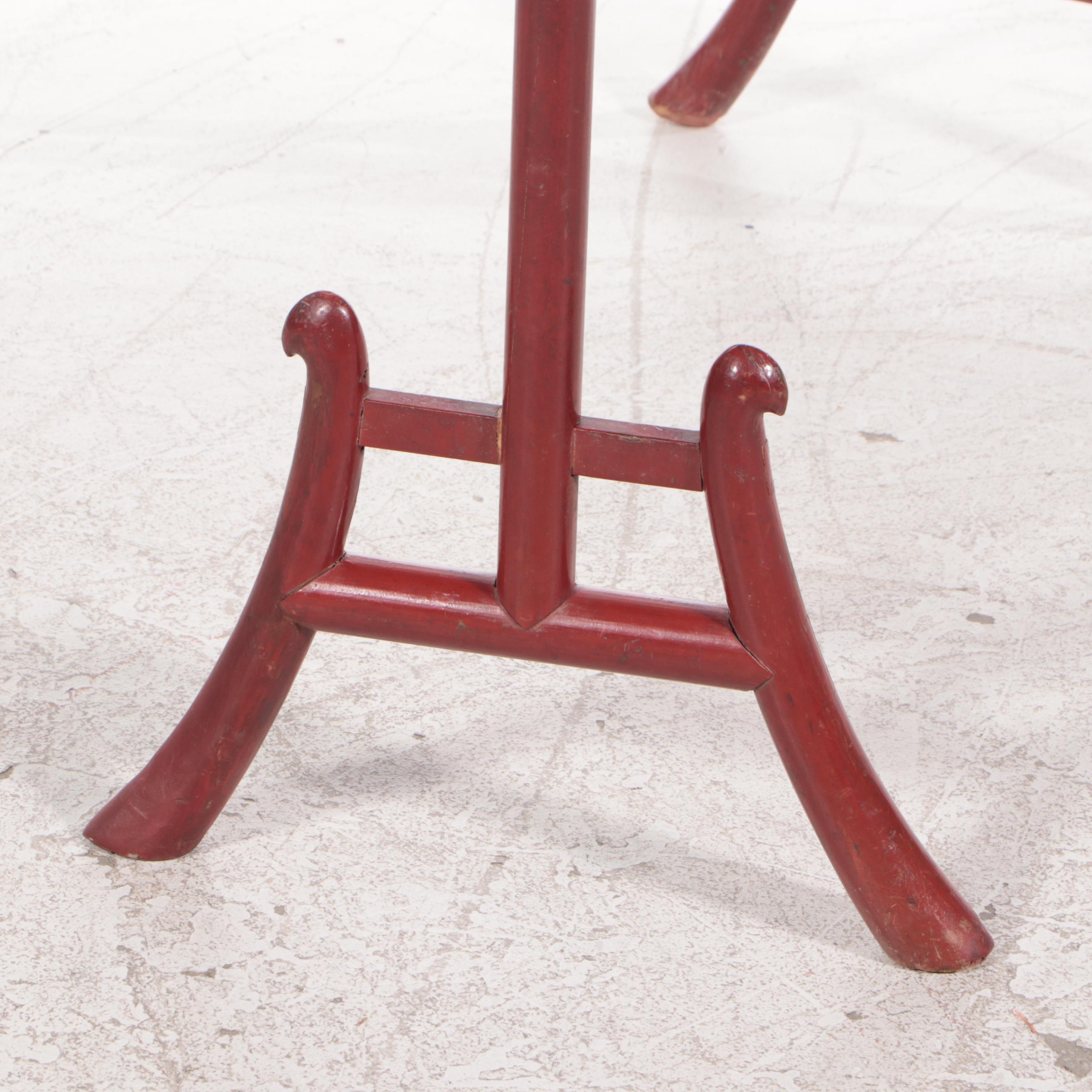 Chinese Red and Gilt-Lacquered Clothes Rack with Dragon's Head Terminals