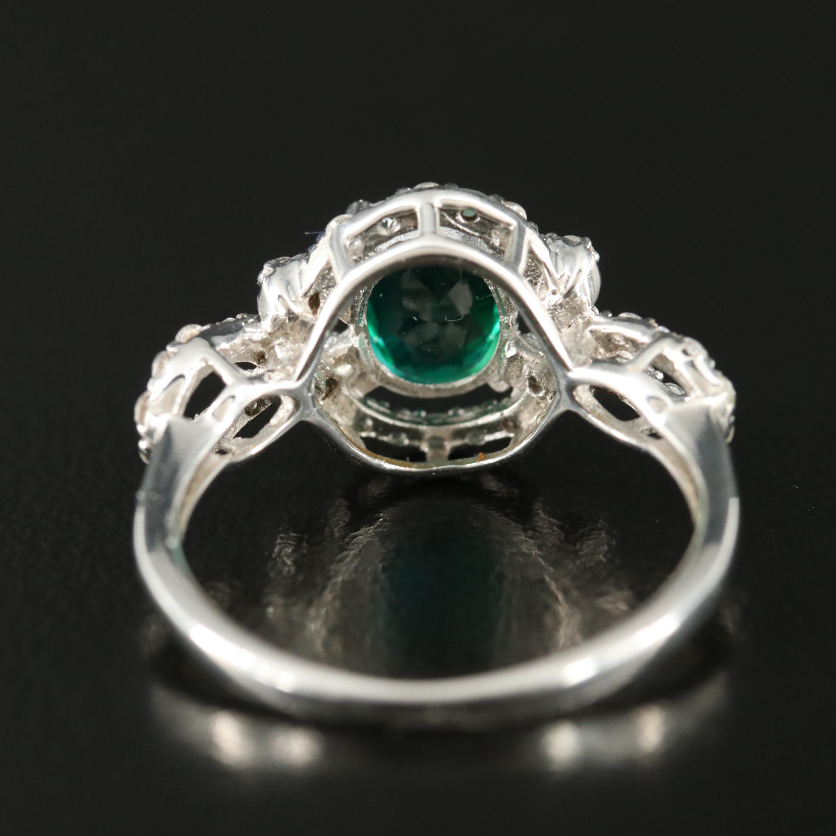 Sterling Emerald and White Sapphire Ring