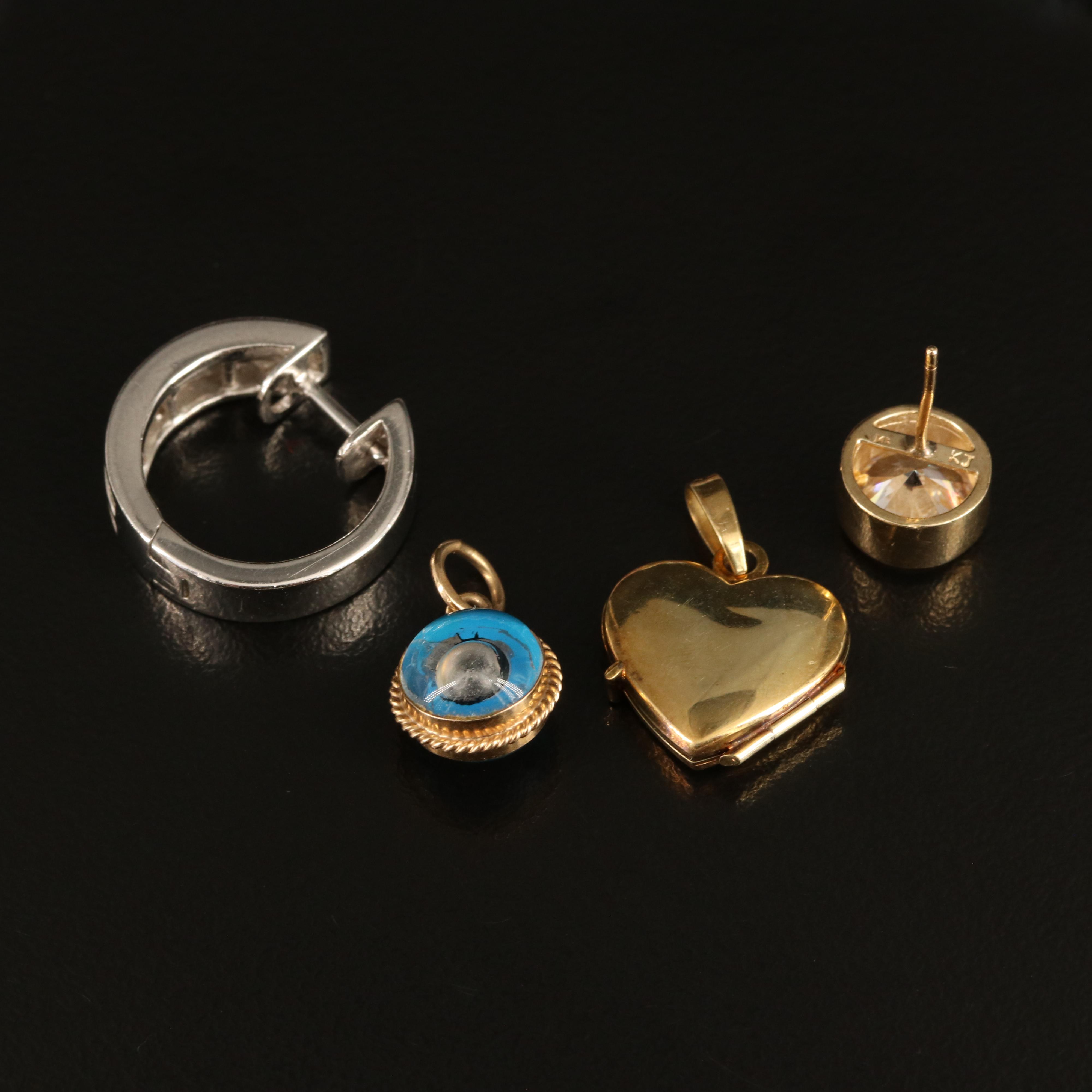 14K Pendants and Single Earrings with Diamonds and Pearl Torsade