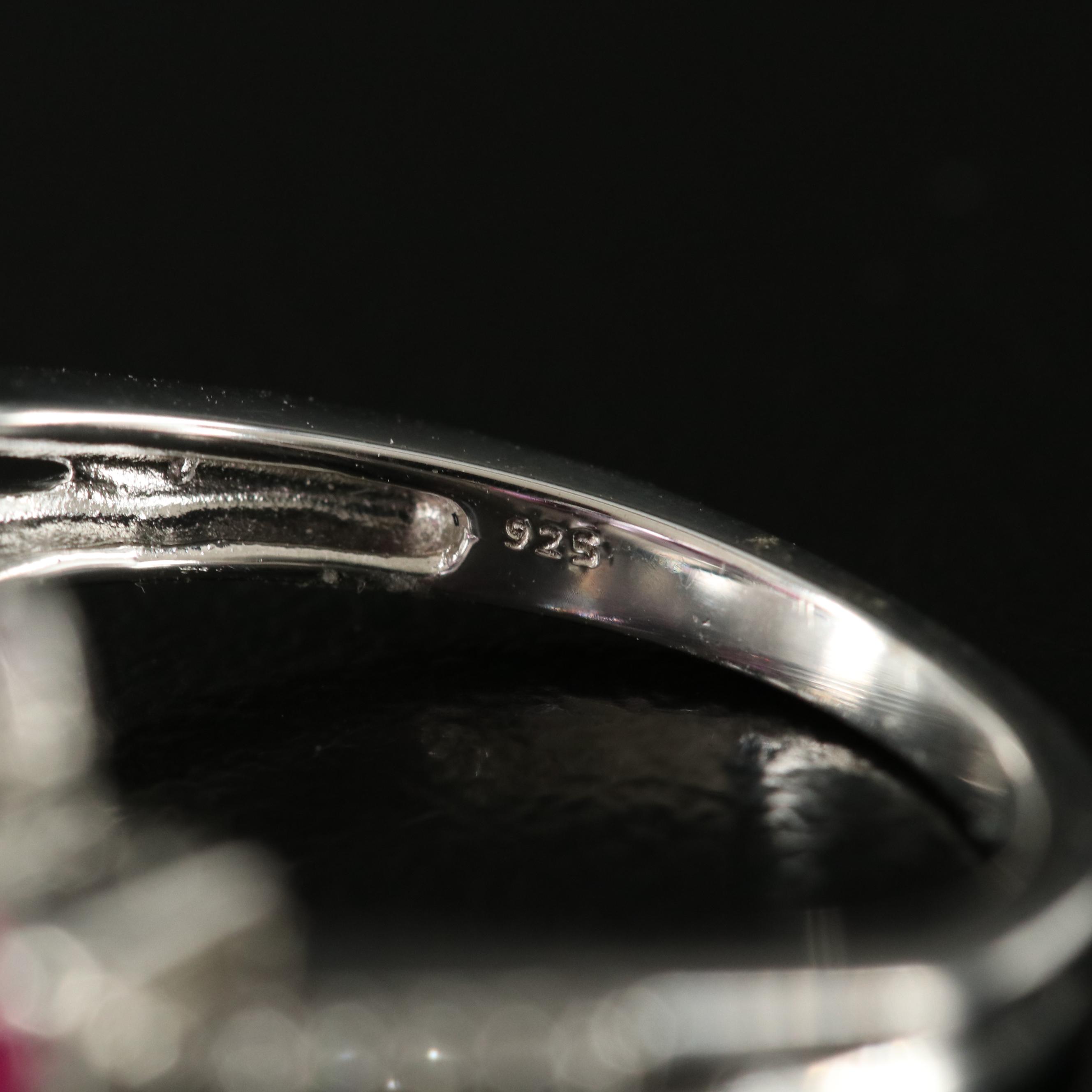 Sterling Amethyst, Garnet and White Sapphire Ring