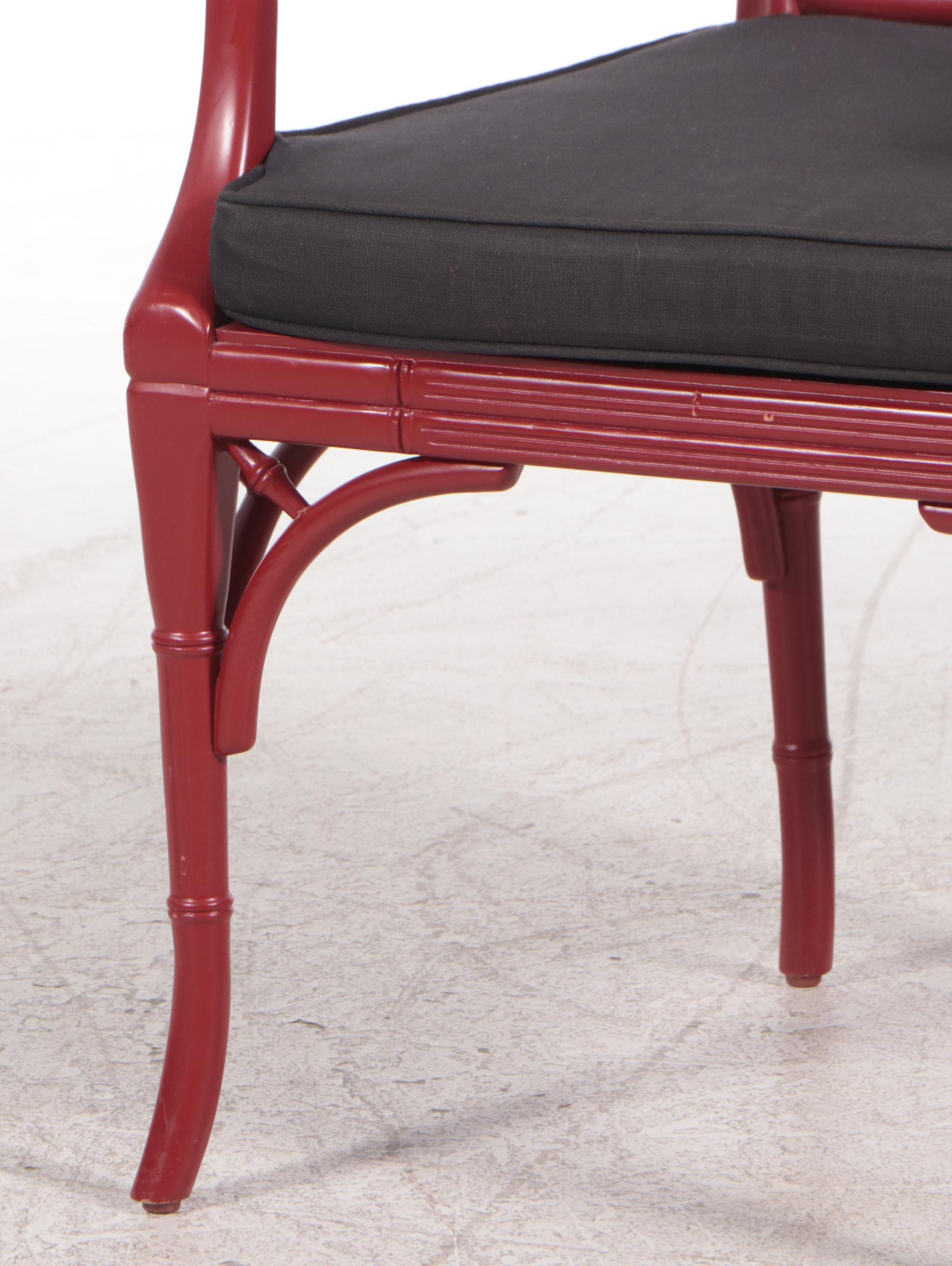 Williams Sonoma Home Red-Lacquered "Chinese Chippendale" Armchair