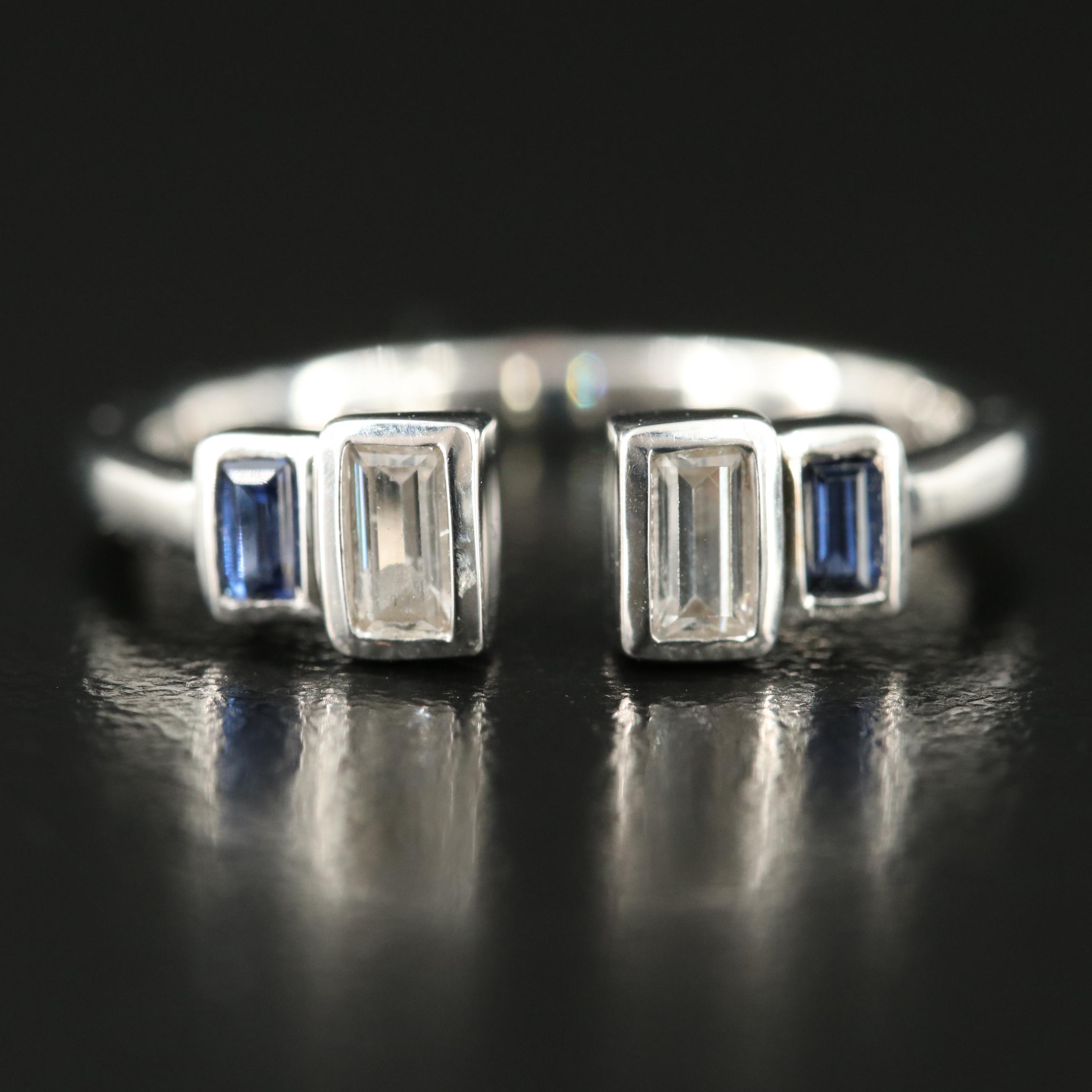 Sterling Sapphire and White Sapphire Torque Ring