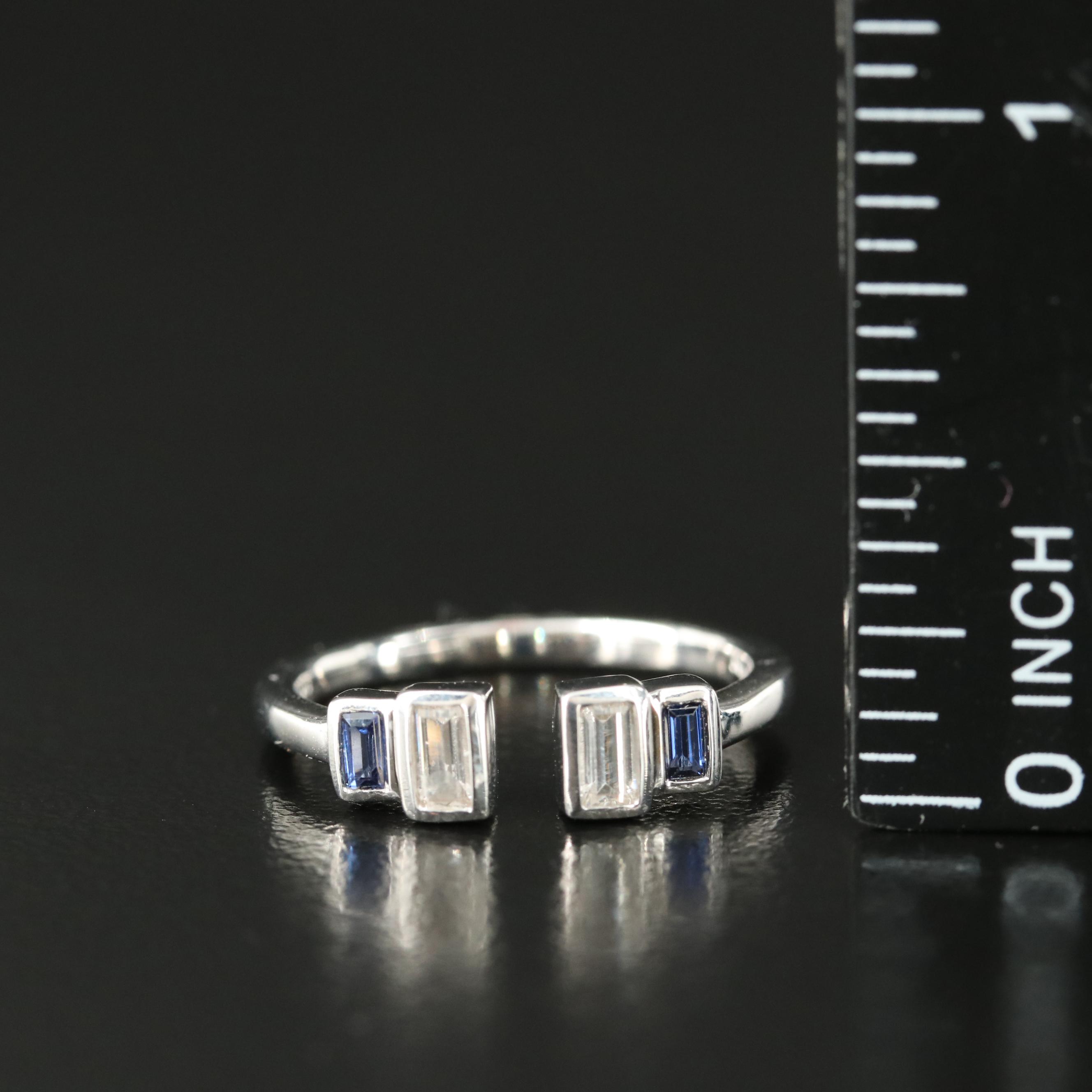Sterling Sapphire and White Sapphire Torque Ring