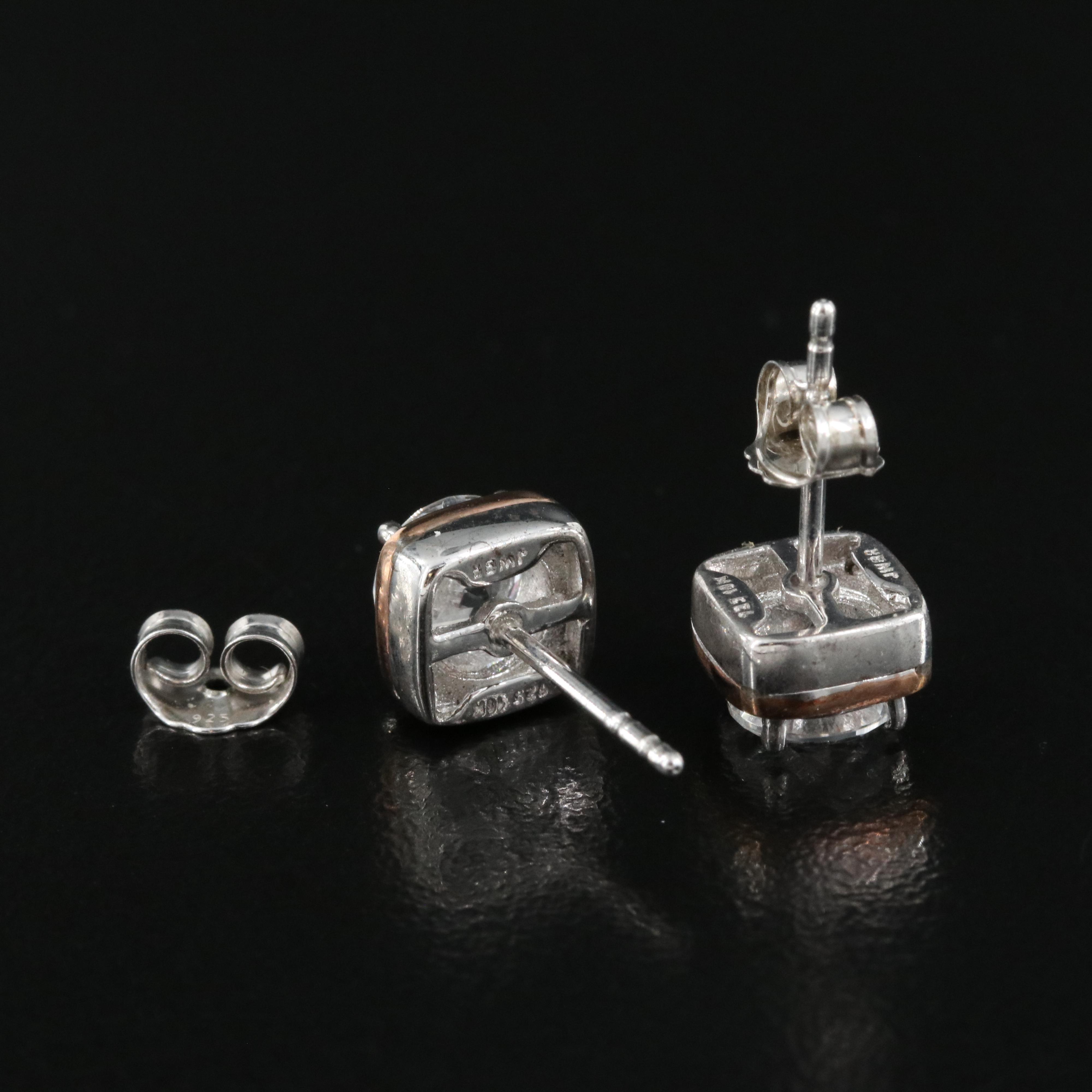 Sterling Sapphire Stud Earrings with 10K Rose Gold Accents