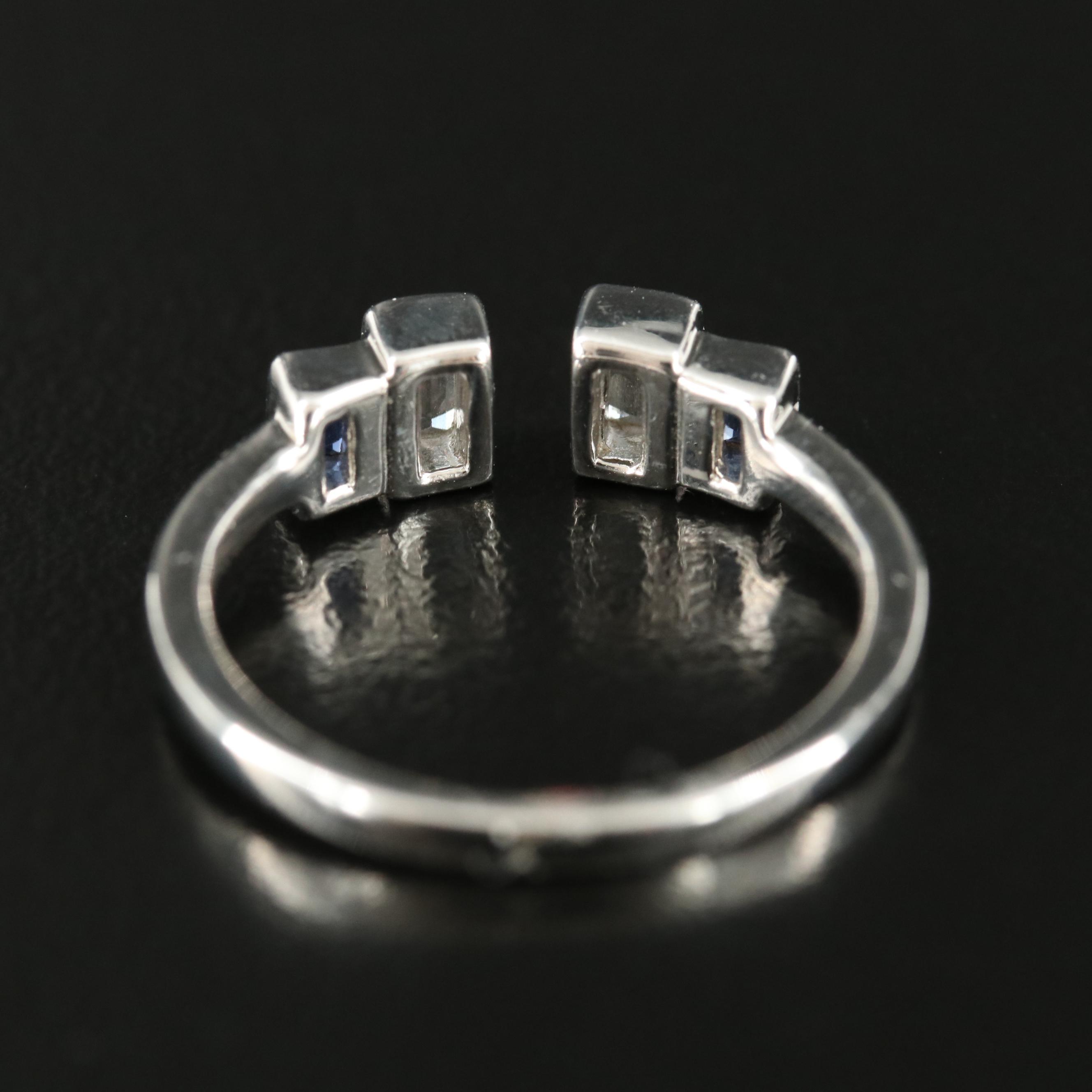 Sterling Sapphire and White Sapphire Torque Ring