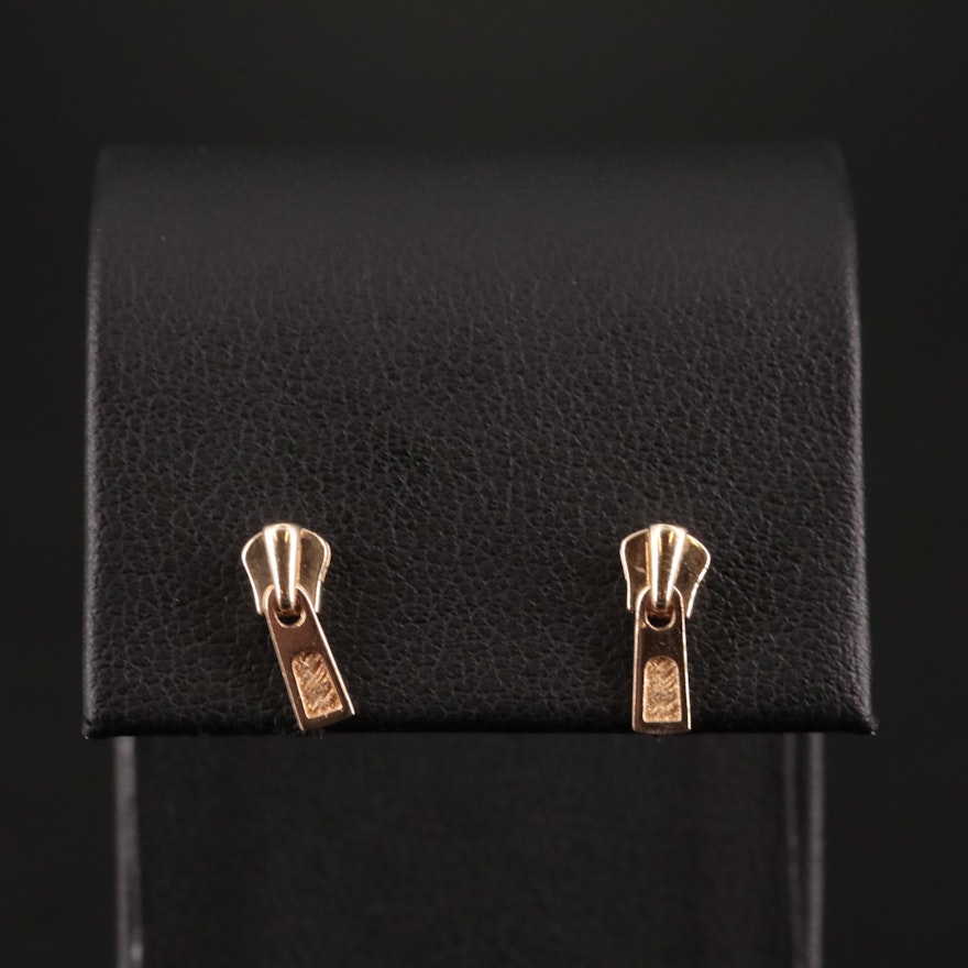 14K Zipper Stud Earrings