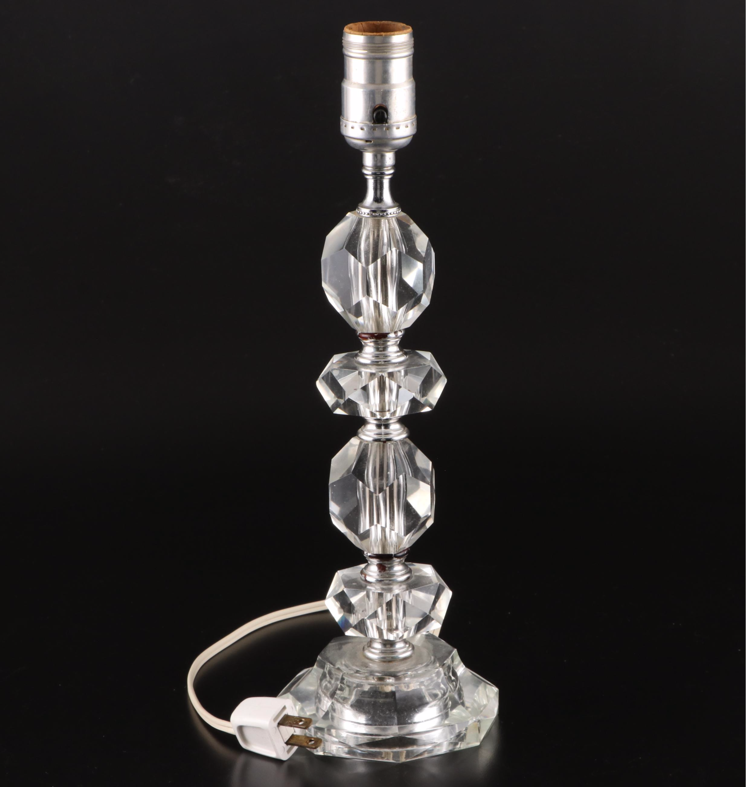 Facet Cut Stacked Glass Table Lamps, Mid to Late 20th Century