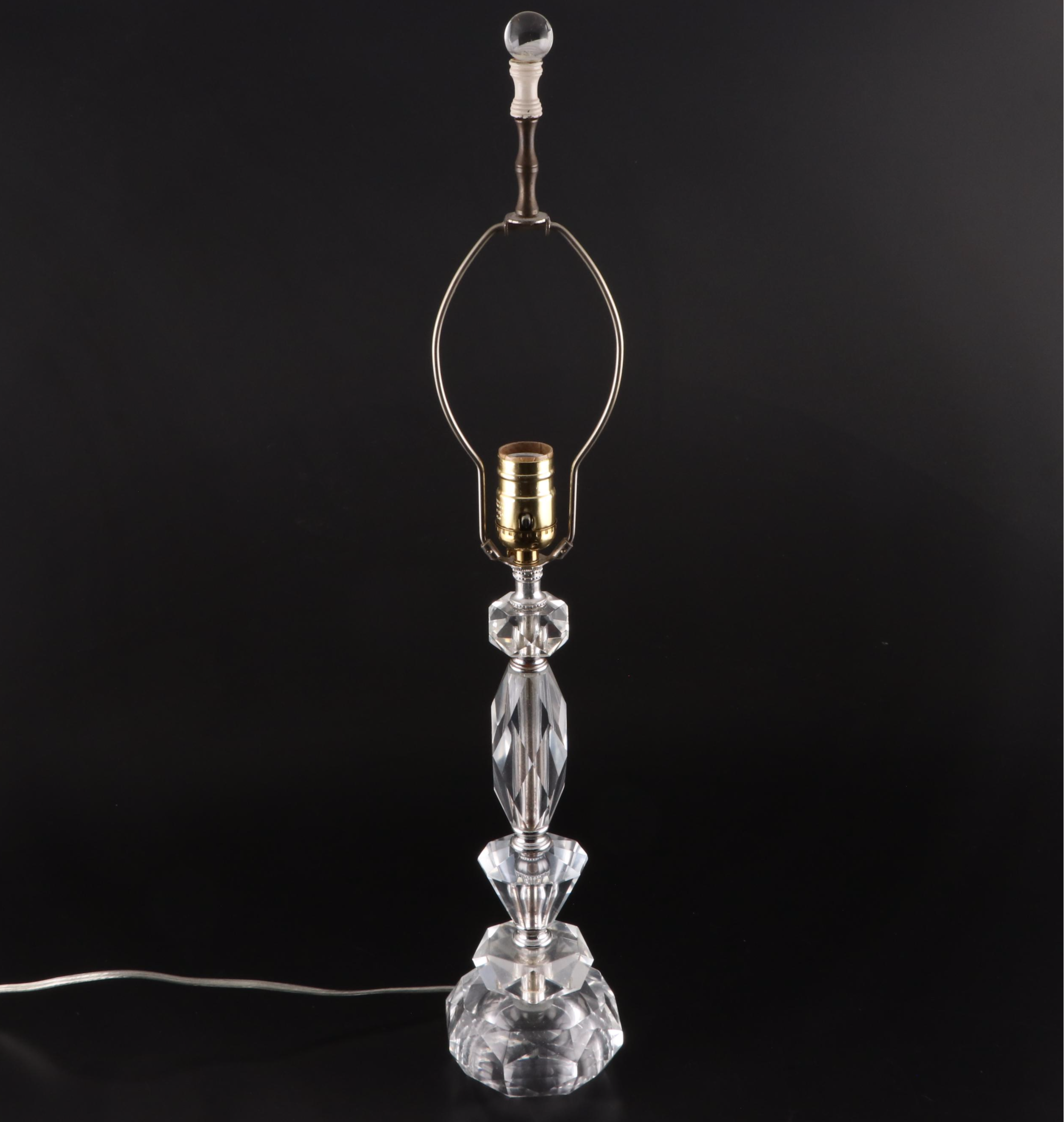 Facet Cut Stacked Glass Table Lamps, Mid to Late 20th Century