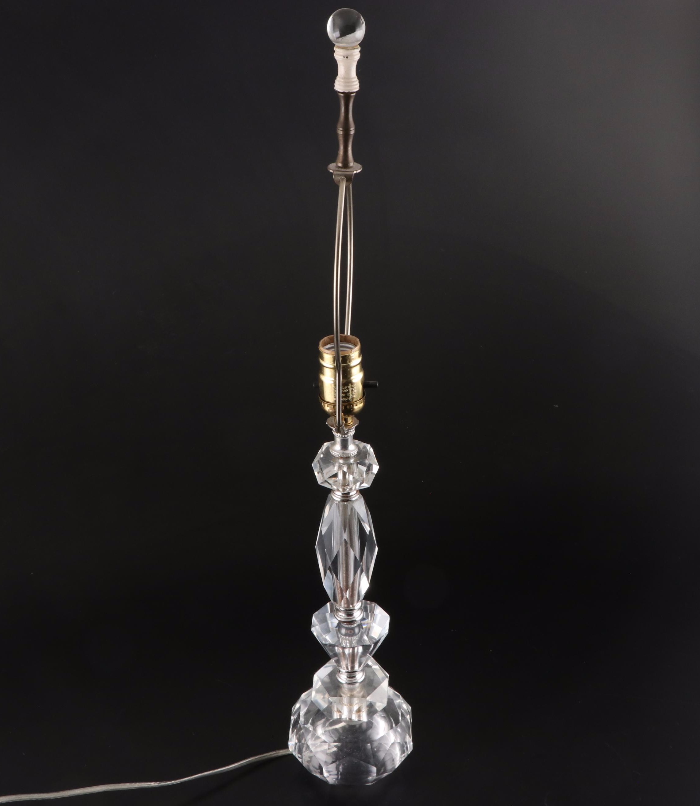 Facet Cut Stacked Glass Table Lamps, Mid to Late 20th Century