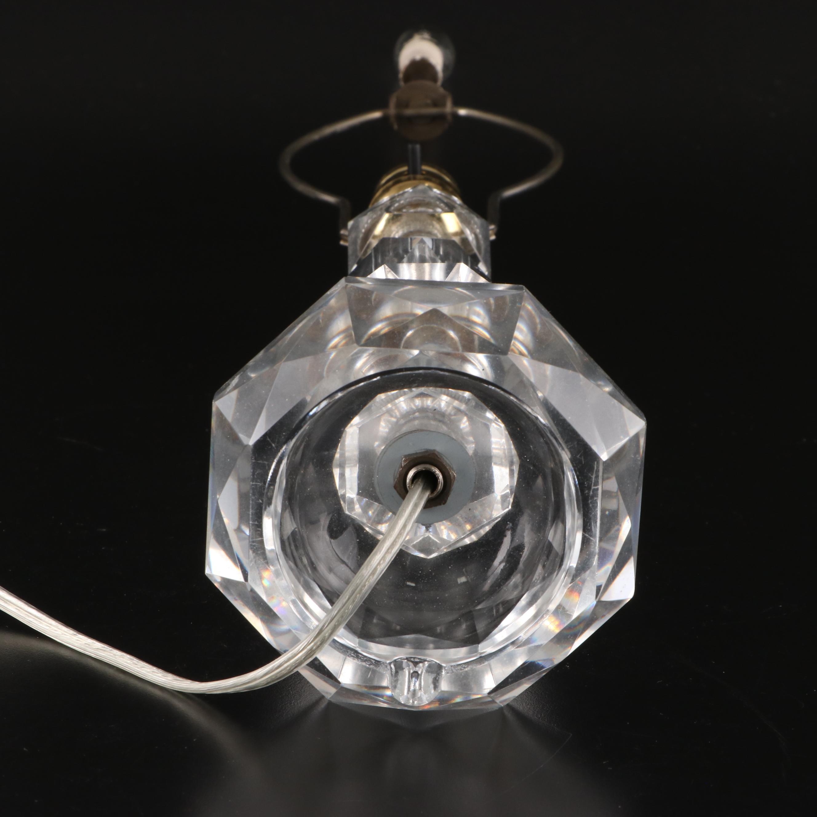 Facet Cut Stacked Glass Table Lamps, Mid to Late 20th Century