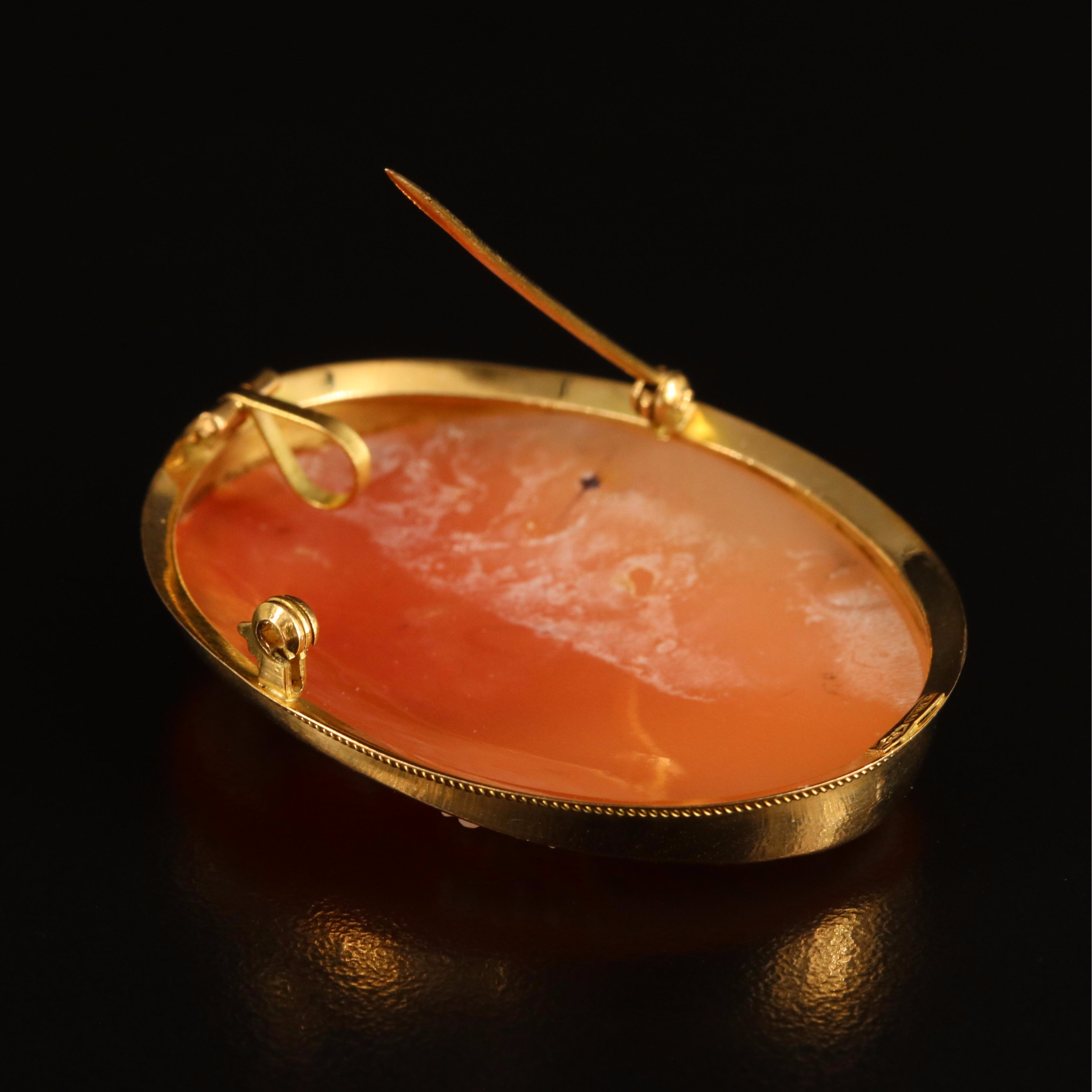 18K Shell Cameo Converter Brooch
