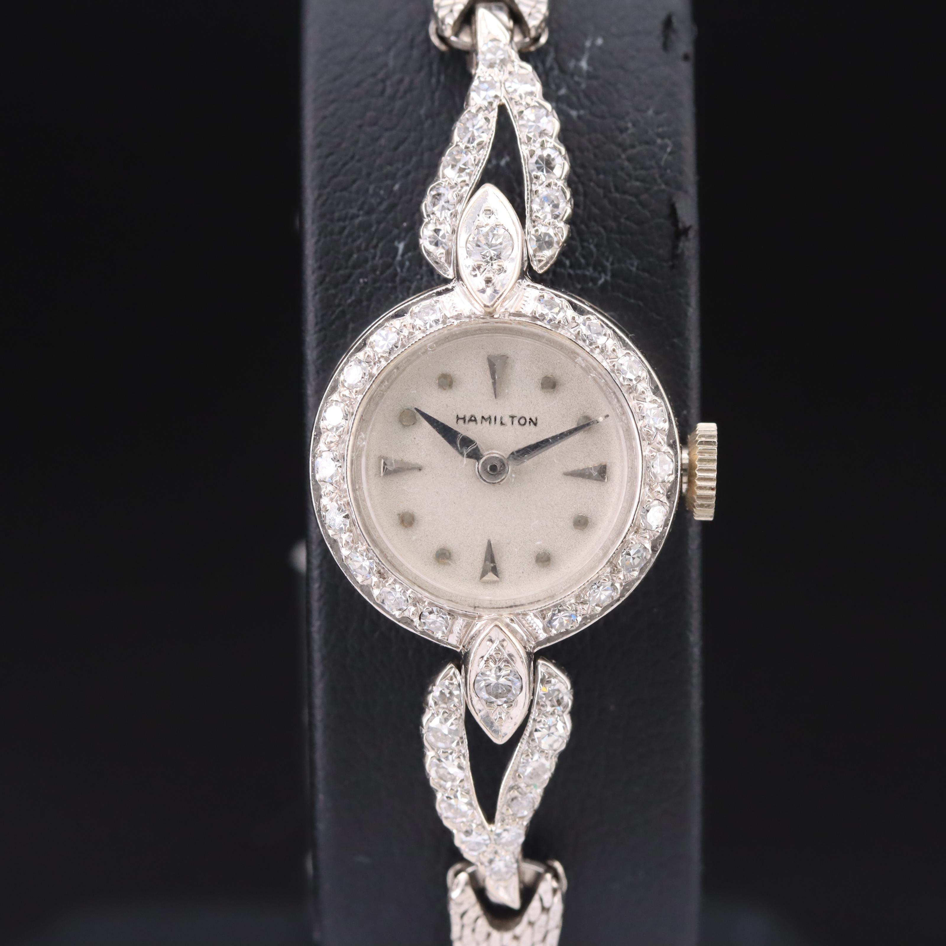 Vintage Hamilton 14K Diamond Stem-Wind Watch