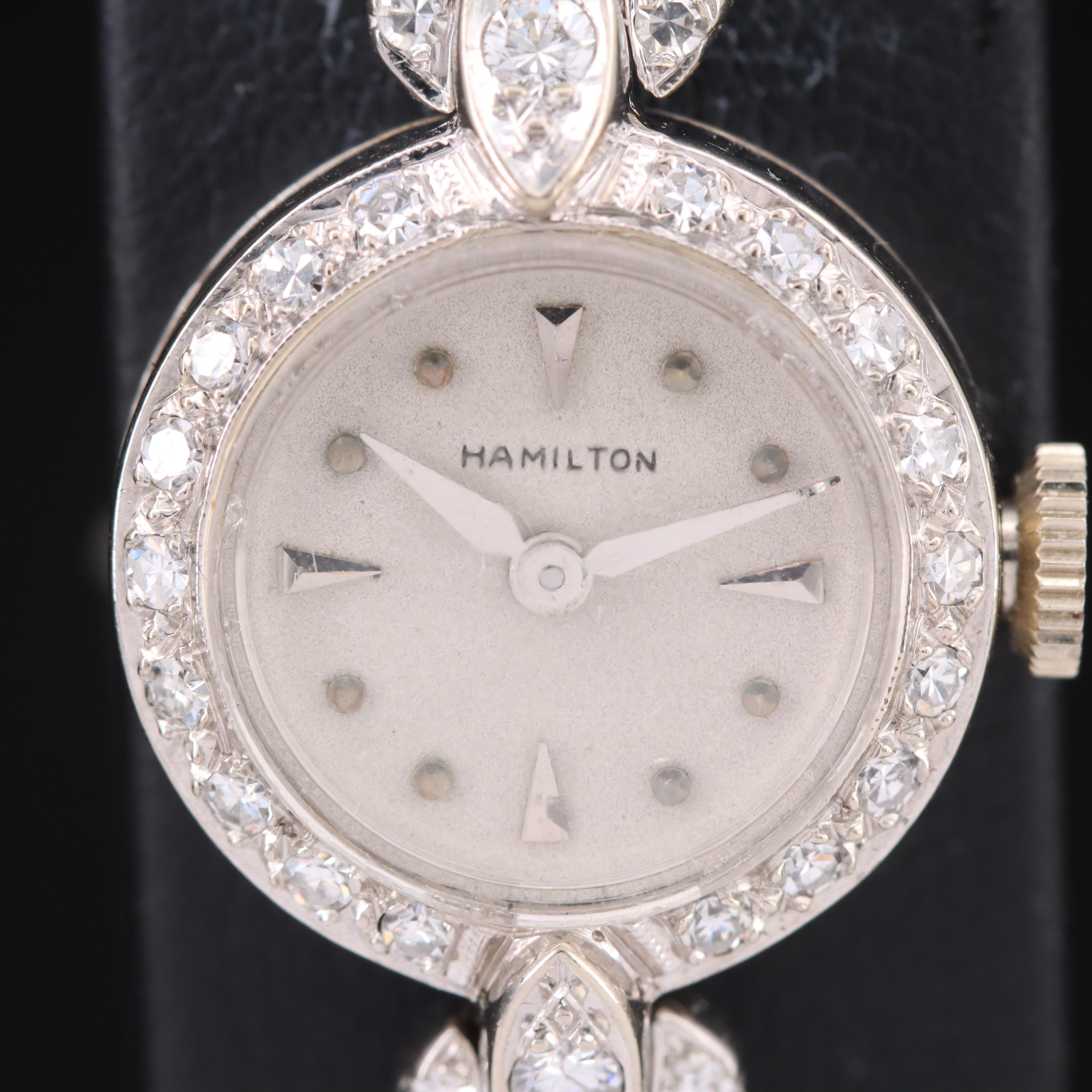 Vintage Hamilton 14K Diamond Stem-Wind Watch