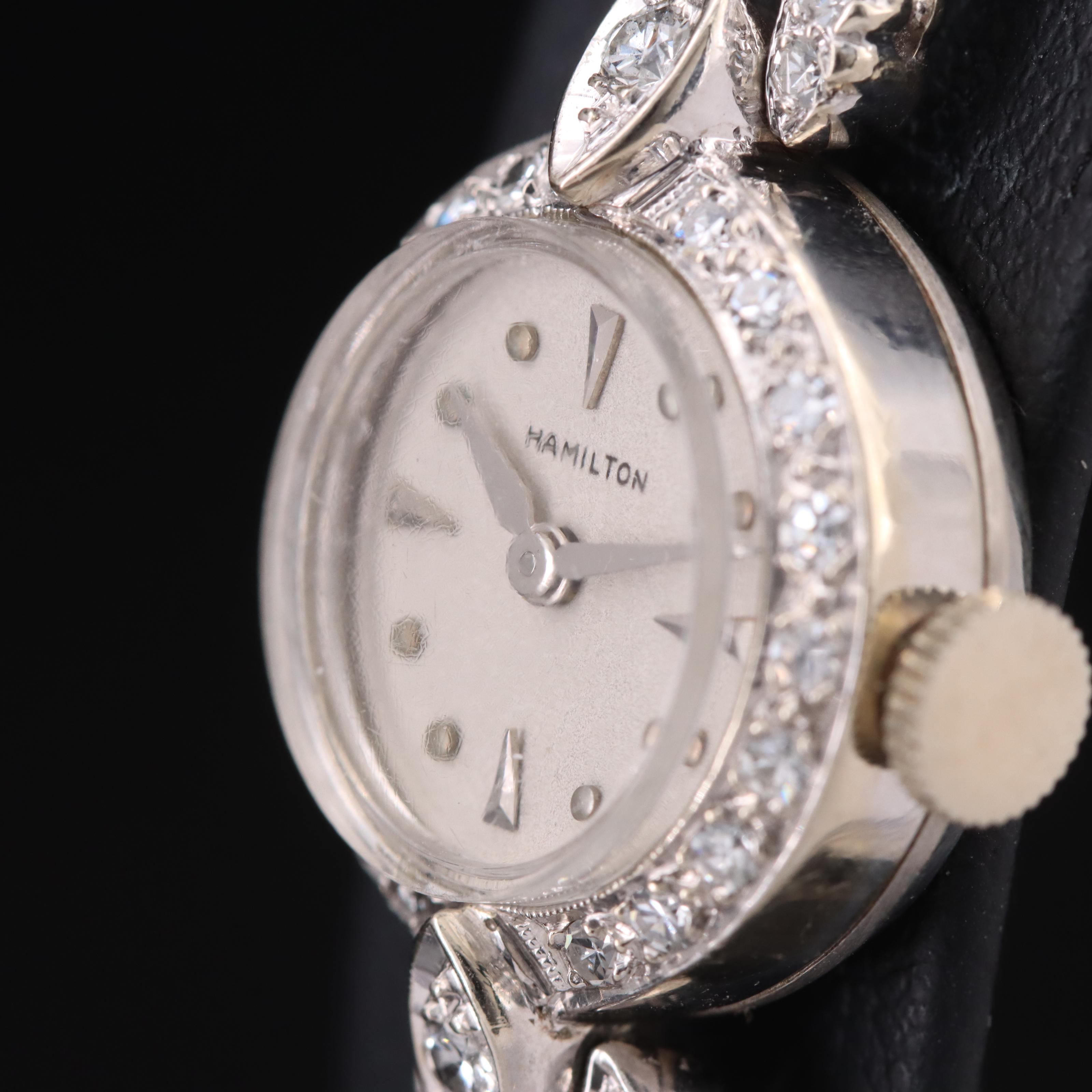 Vintage Hamilton 14K Diamond Stem-Wind Watch