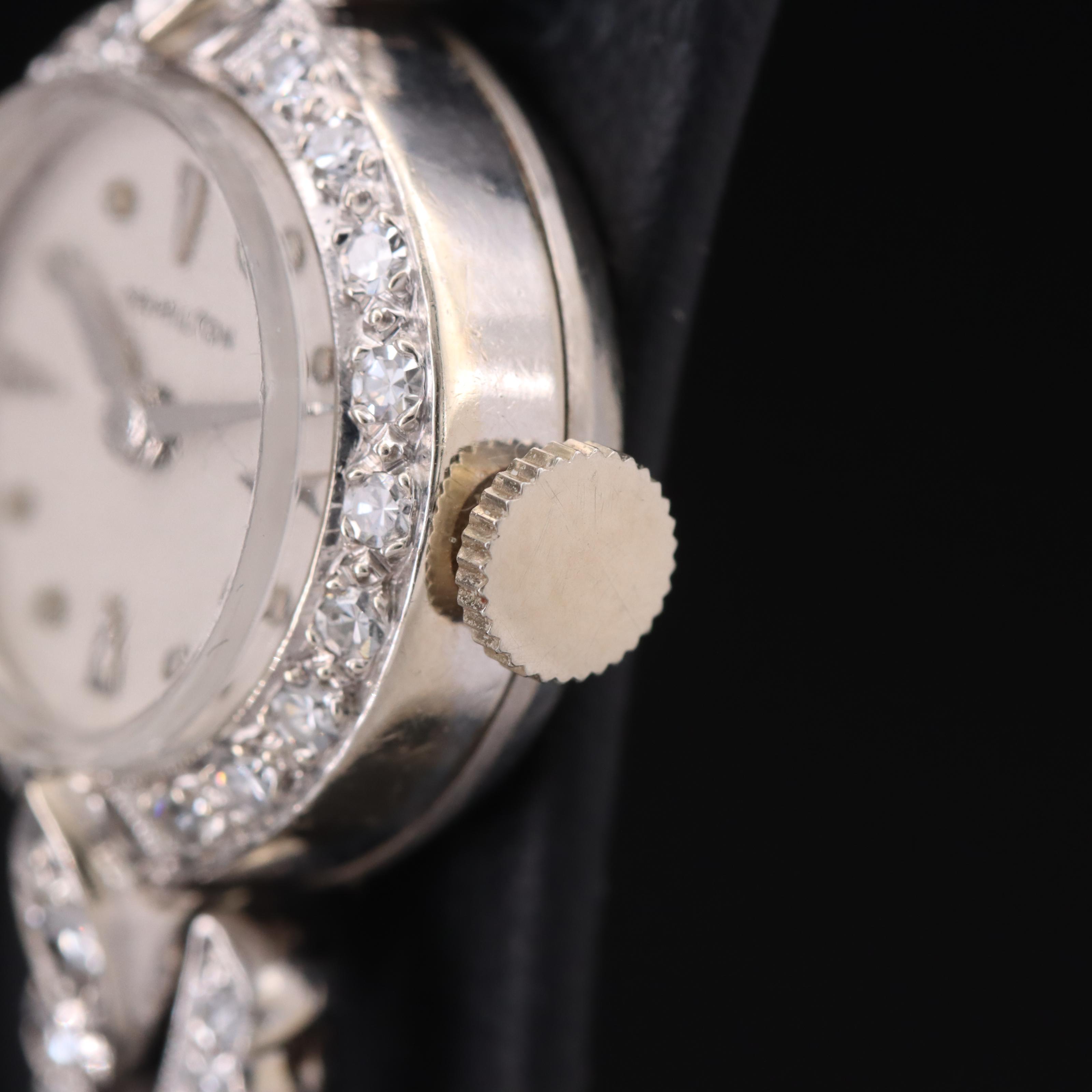 Vintage Hamilton 14K Diamond Stem-Wind Watch
