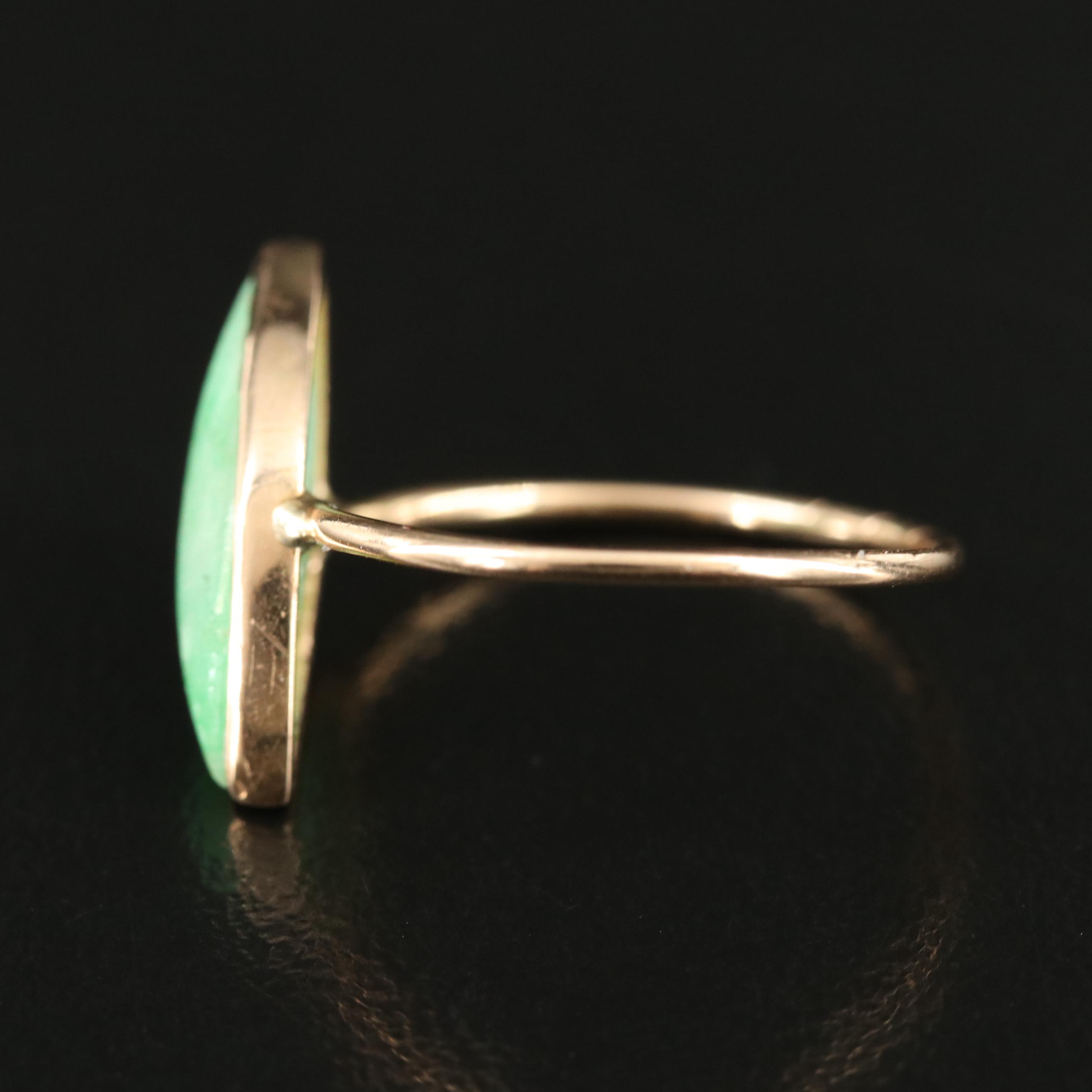14K Jadeite Navette Ring