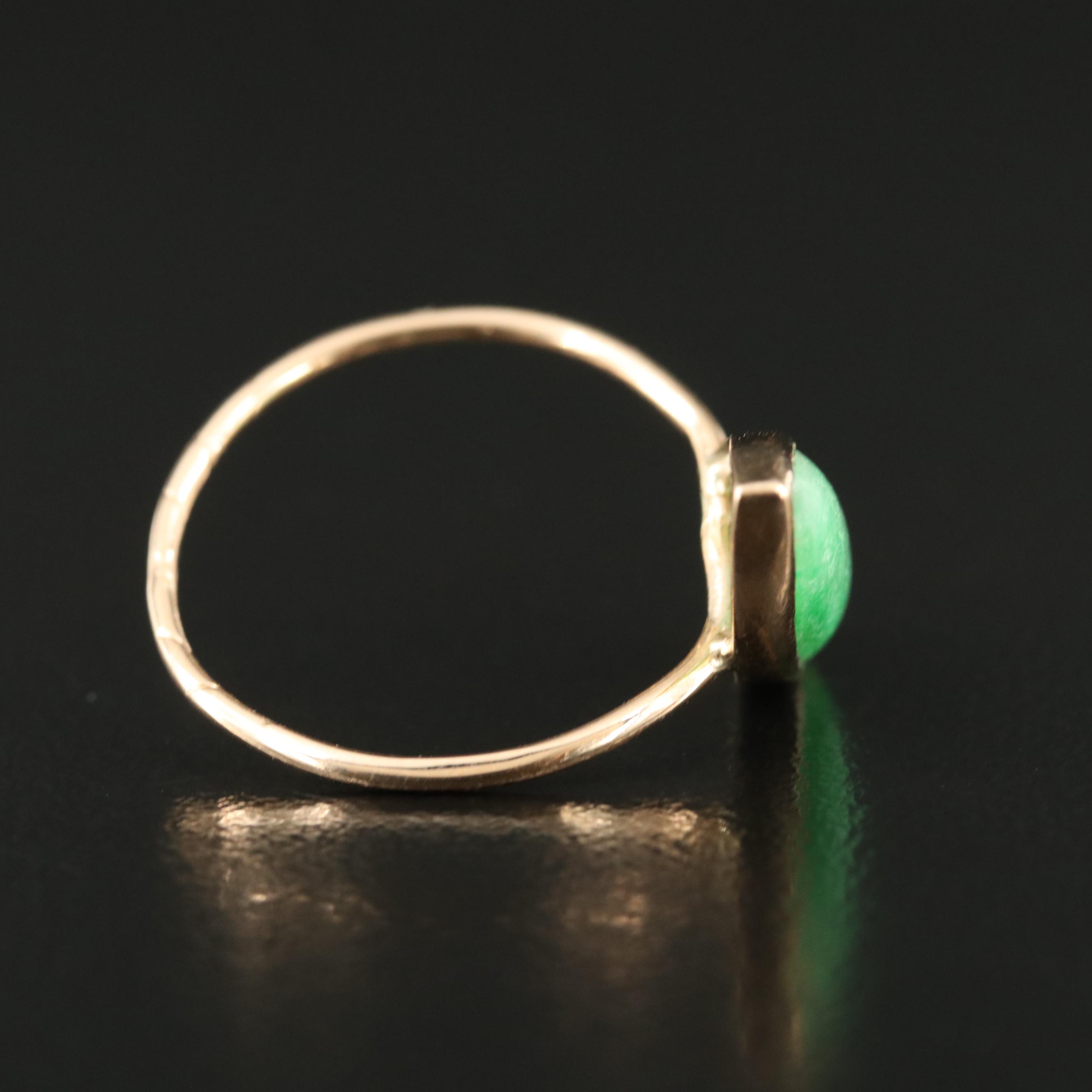 14K Jadeite Navette Ring