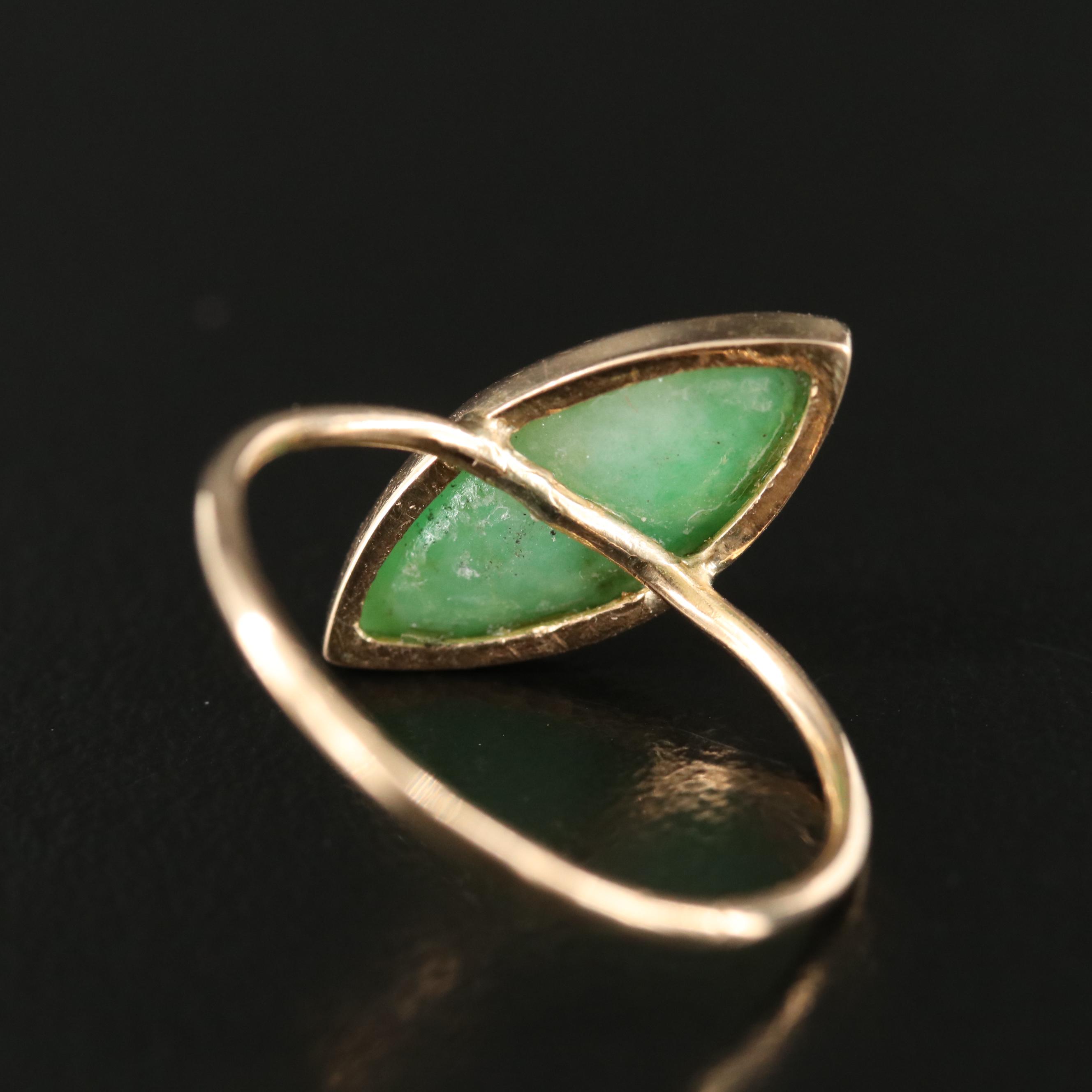 14K Jadeite Navette Ring