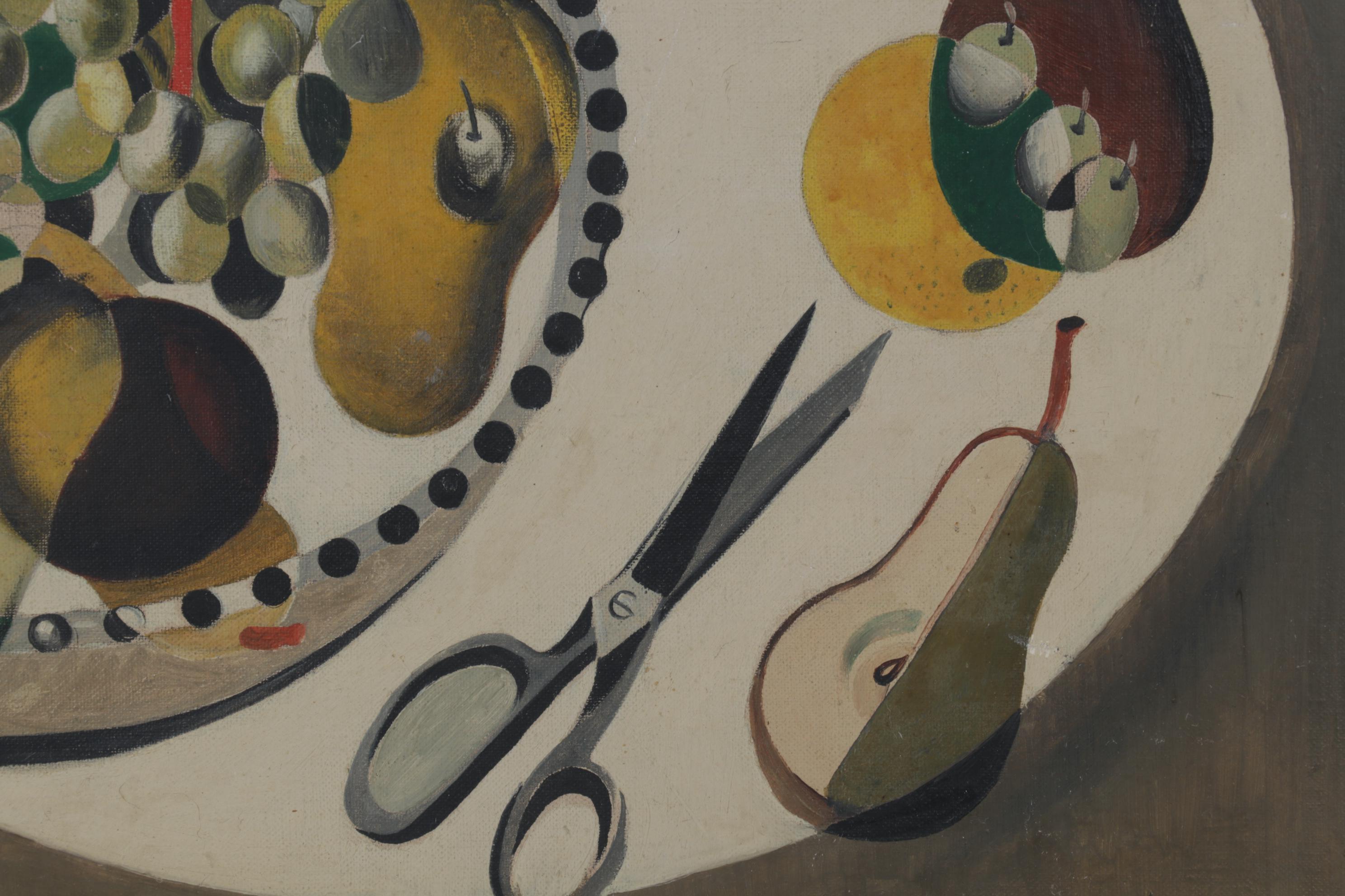 Still Life Oil Painting of Fruit Bowl, Circa 1930