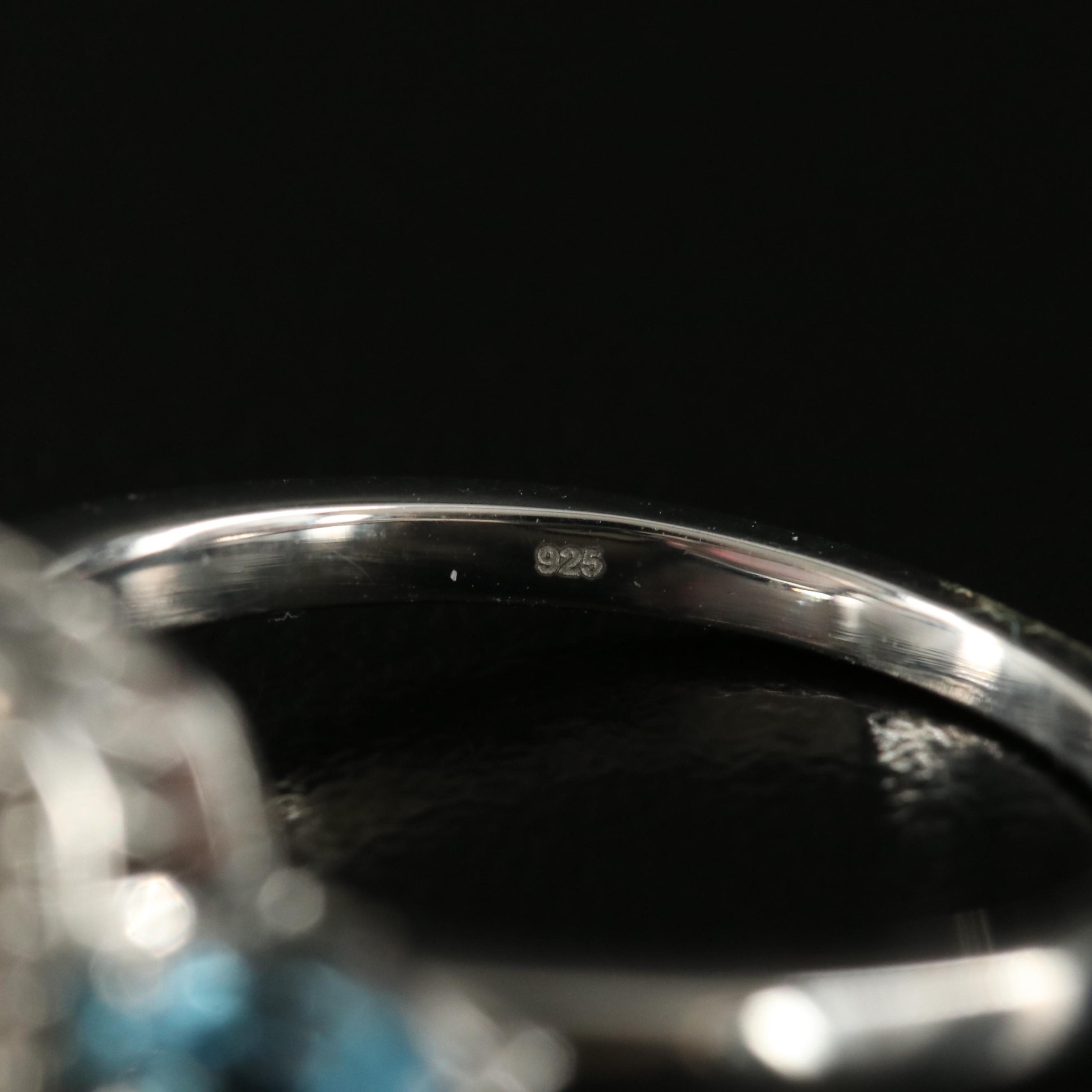 Sterling Opal, Sky Blue Topaz and White Sapphire Ring