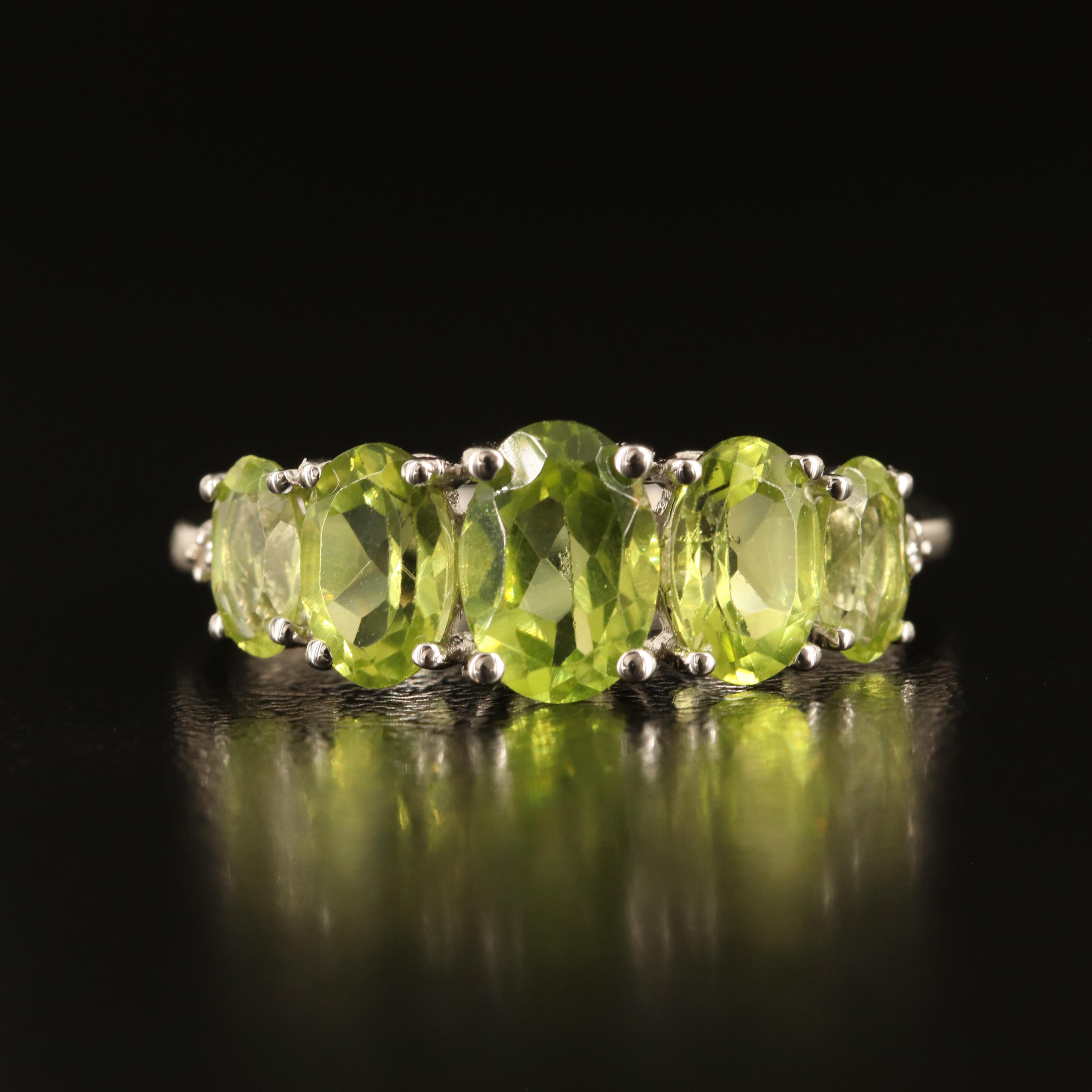 Sterling Peridot and White Sapphire Ring