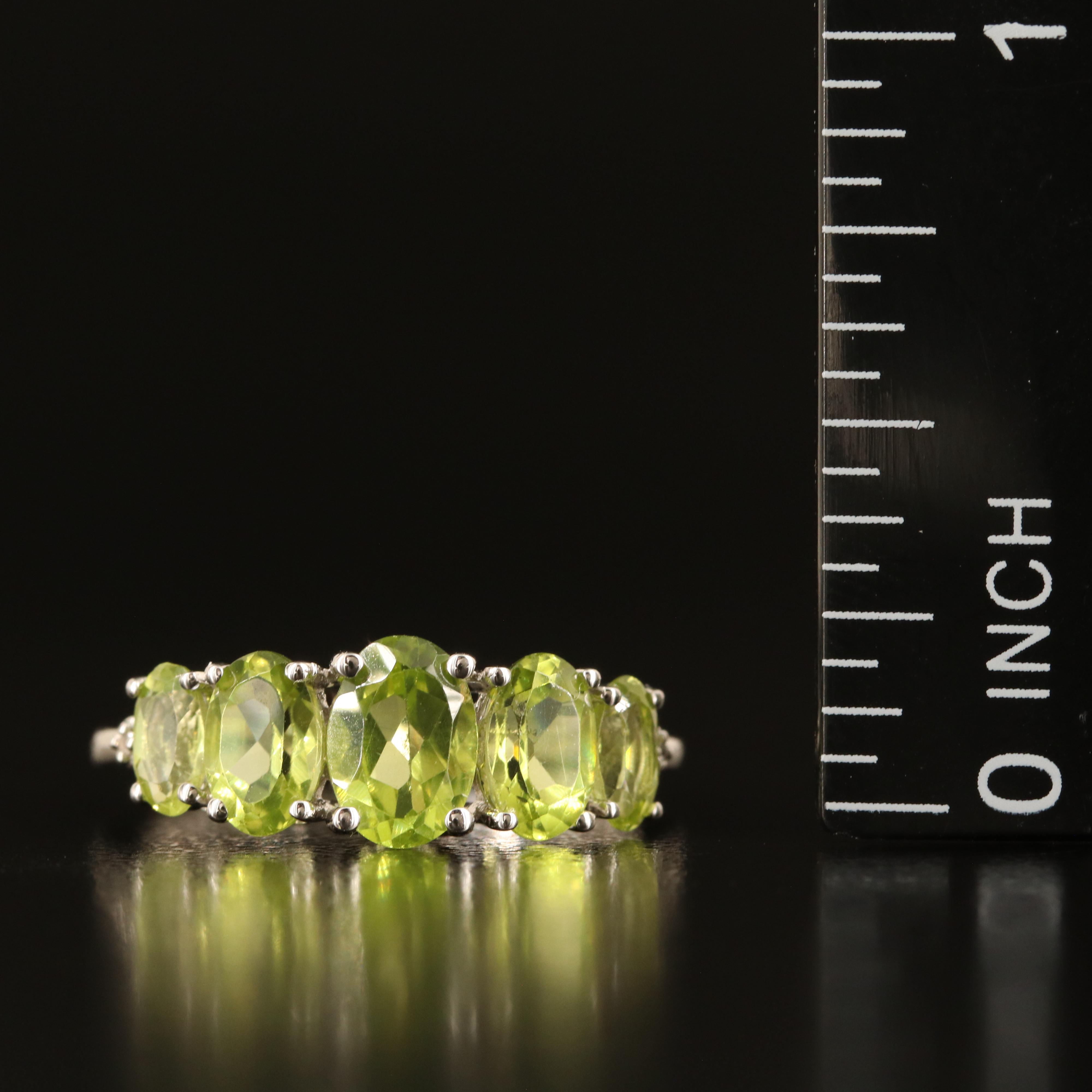 Sterling Peridot and White Sapphire Ring