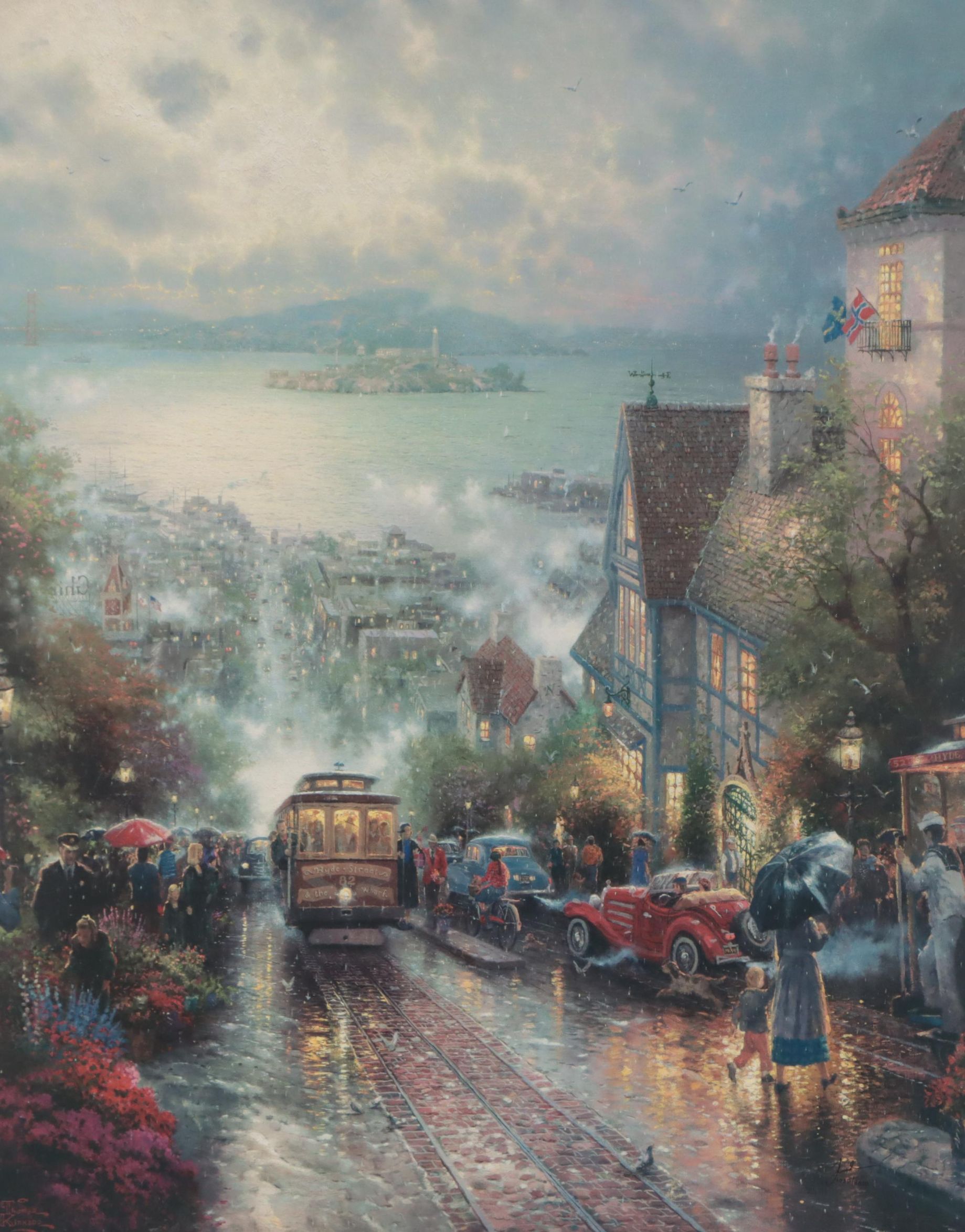 Thomas Kinkade Offset Lithograph "Hyde Street and the Bay, San Francisco"