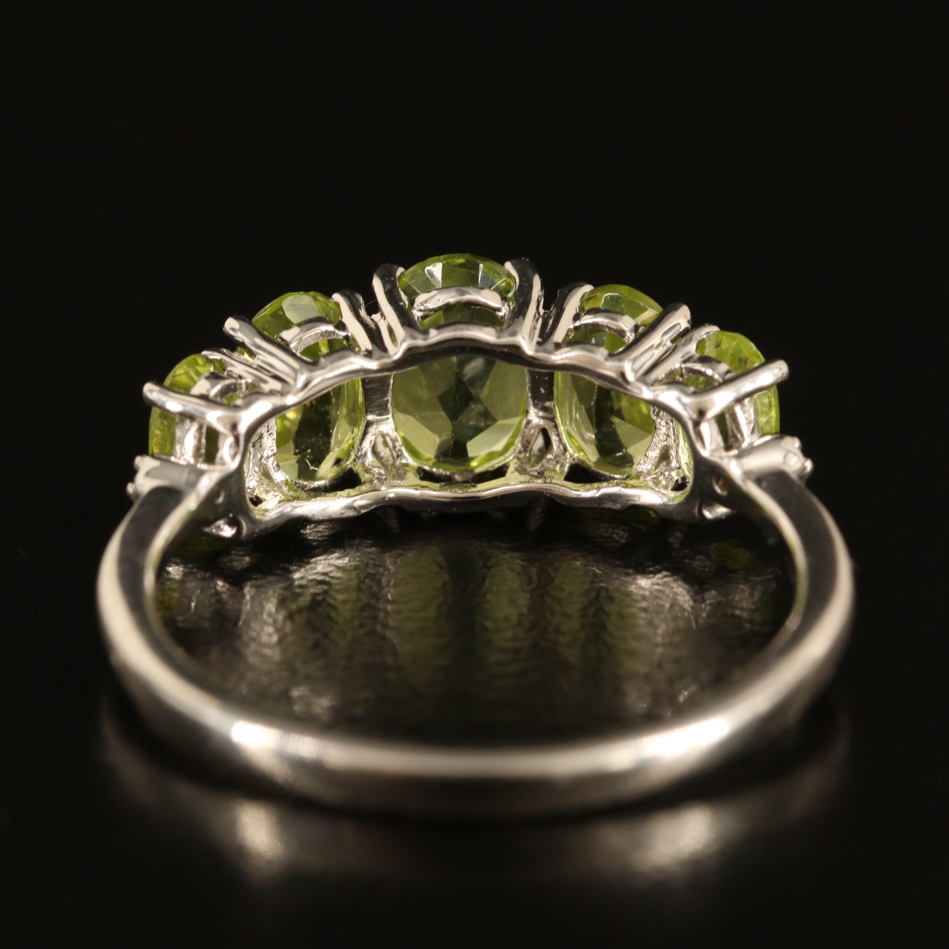 Sterling Peridot and White Sapphire Ring
