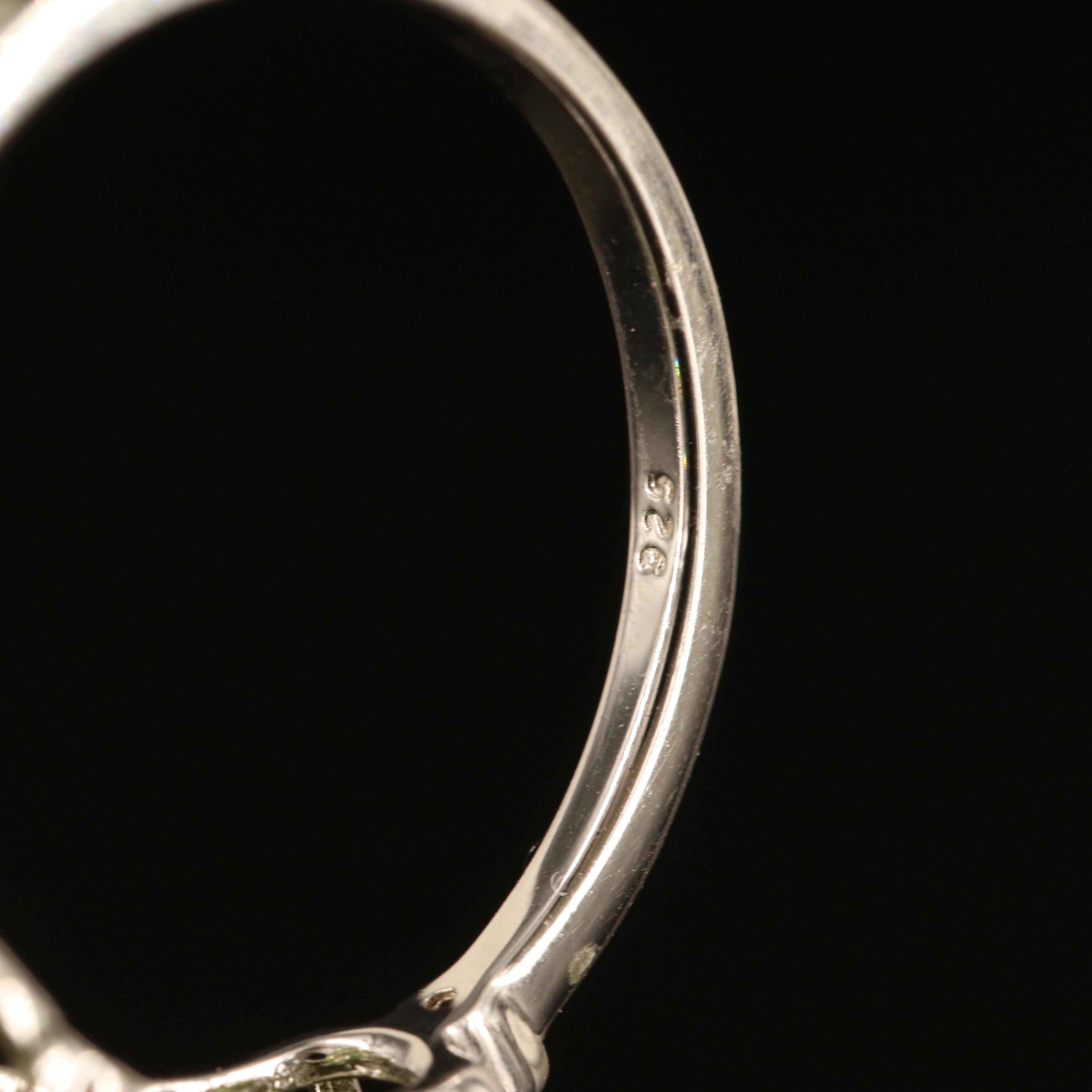 Sterling Peridot and White Sapphire Ring