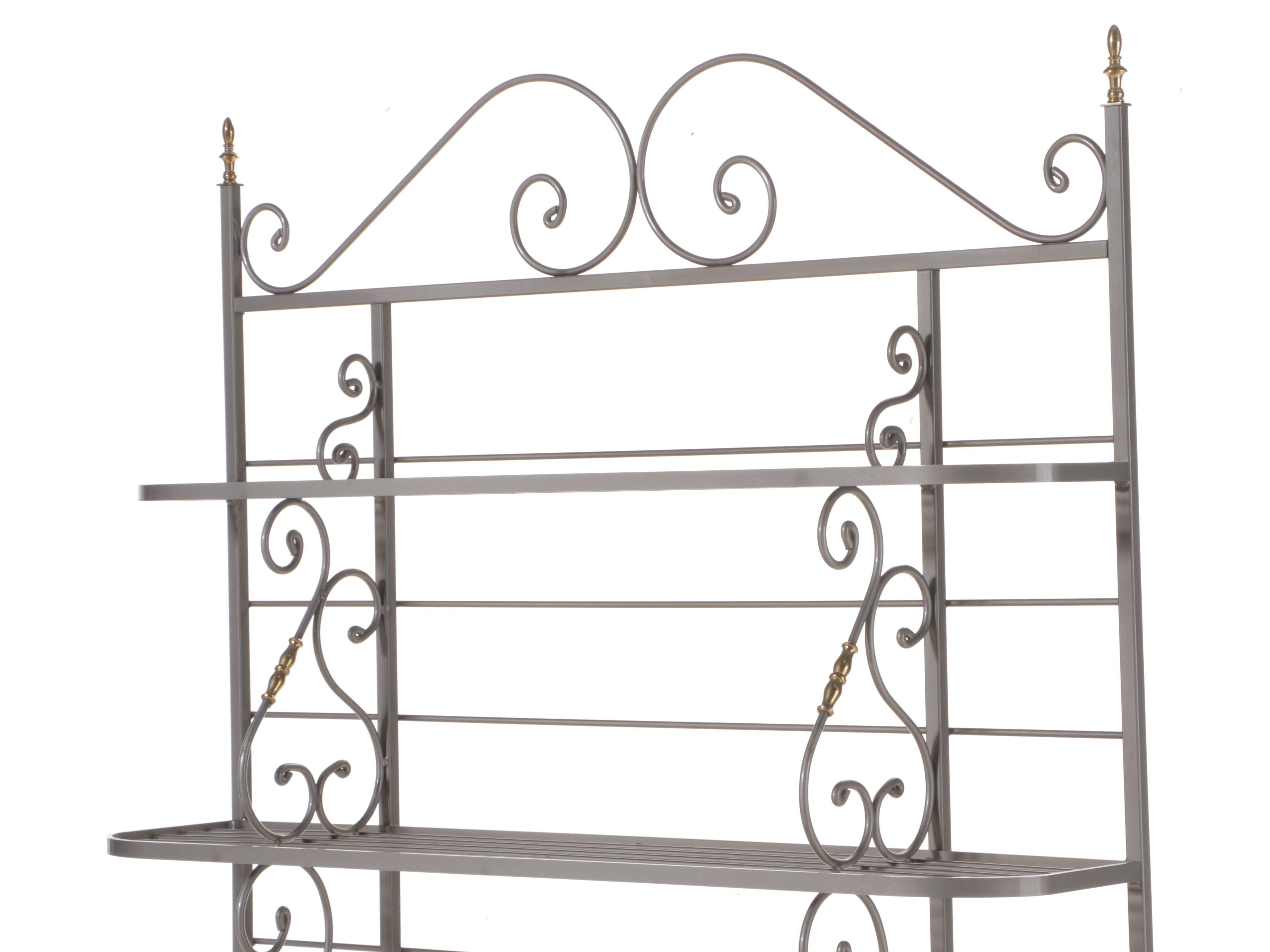 Charleston Forge Brass-Mounted Iron Four-Tier Baker's Rack