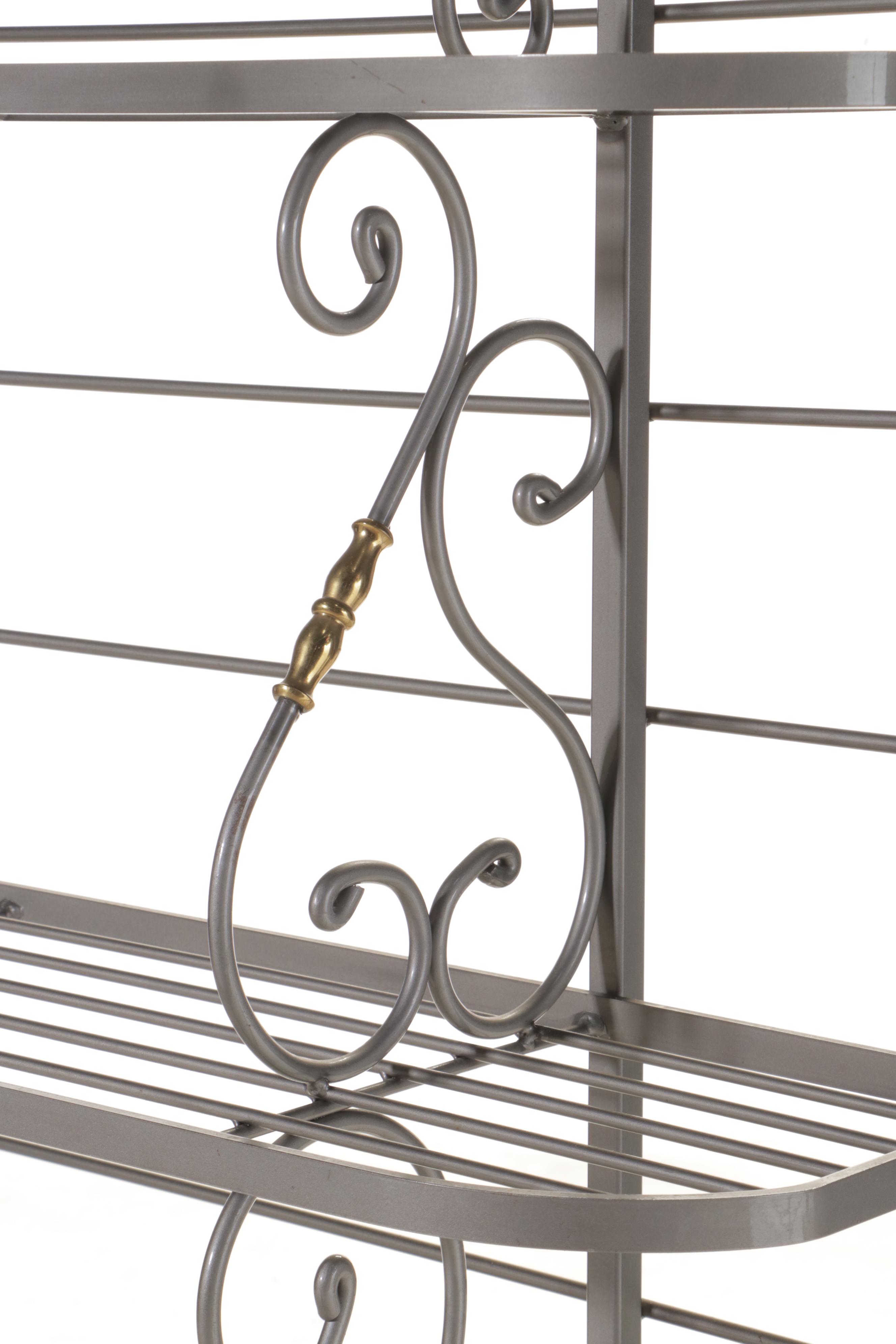 Charleston Forge Brass-Mounted Iron Four-Tier Baker's Rack