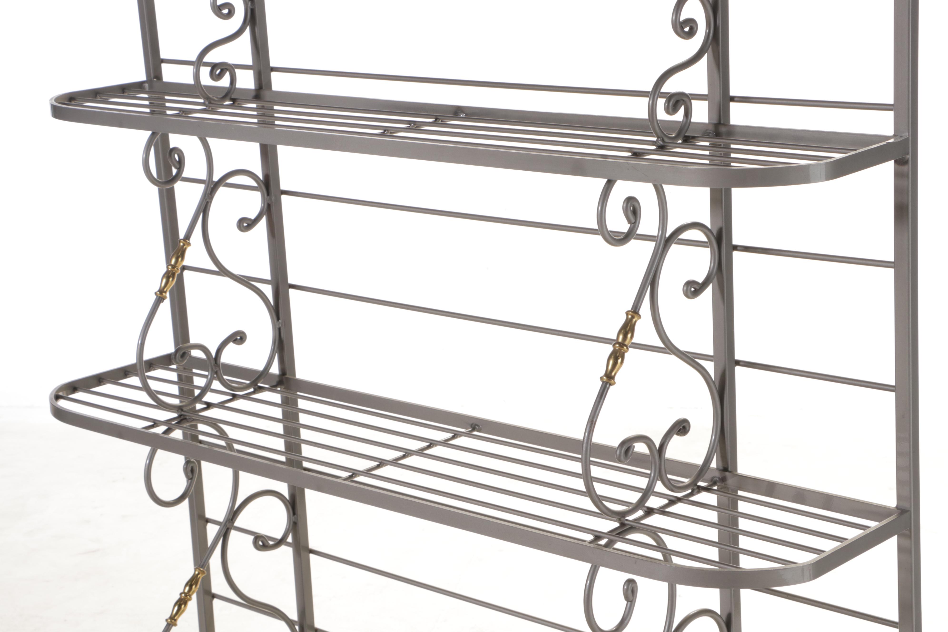 Charleston Forge Brass-Mounted Iron Four-Tier Baker's Rack