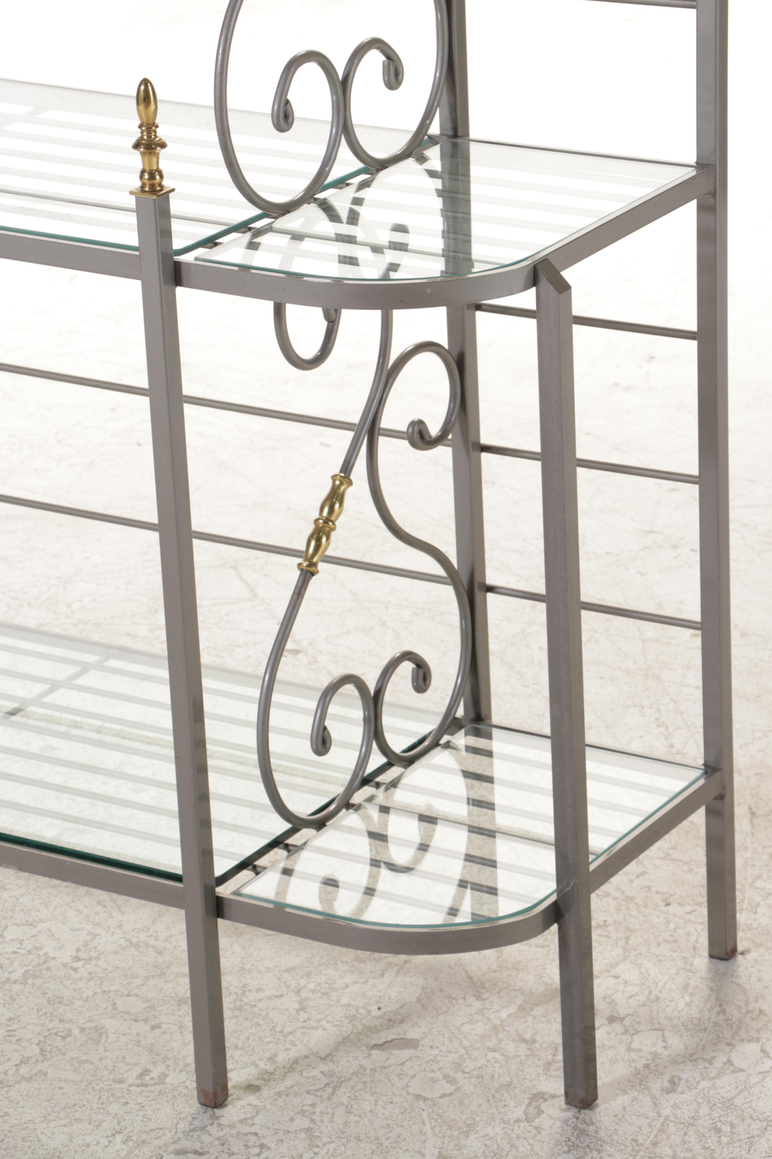 Charleston Forge Brass-Mounted Iron Four-Tier Baker's Rack