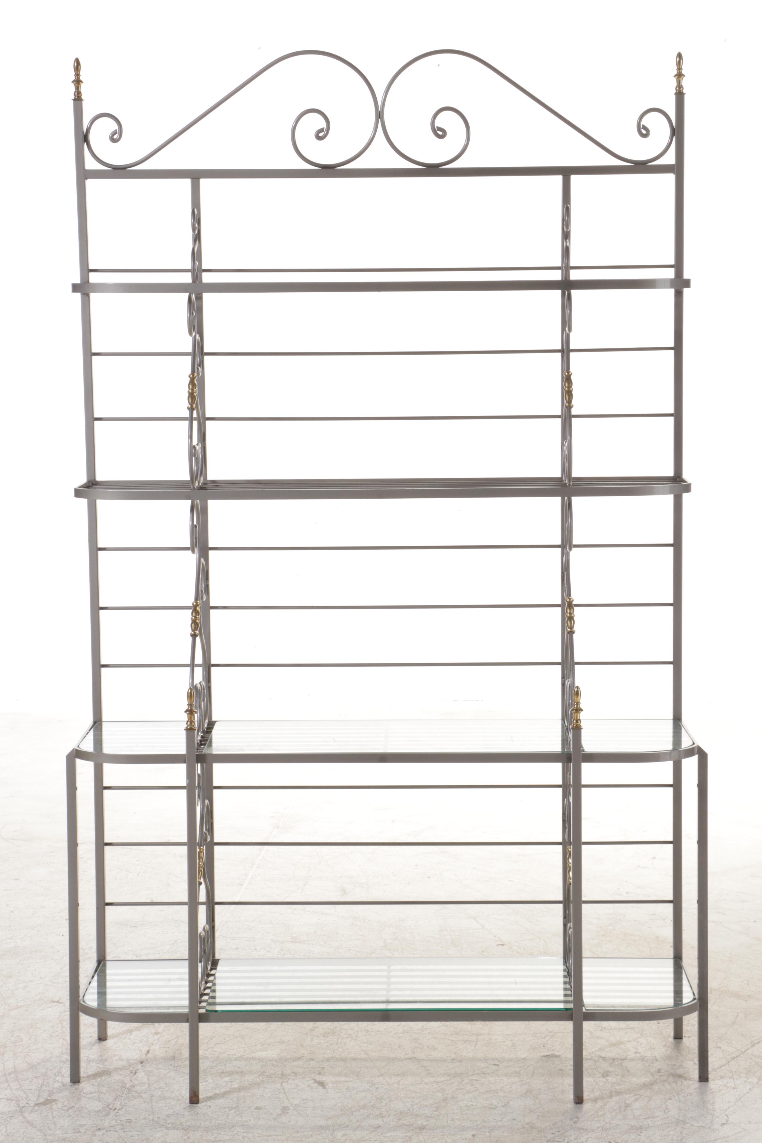 Charleston Forge Brass-Mounted Iron Four-Tier Baker's Rack