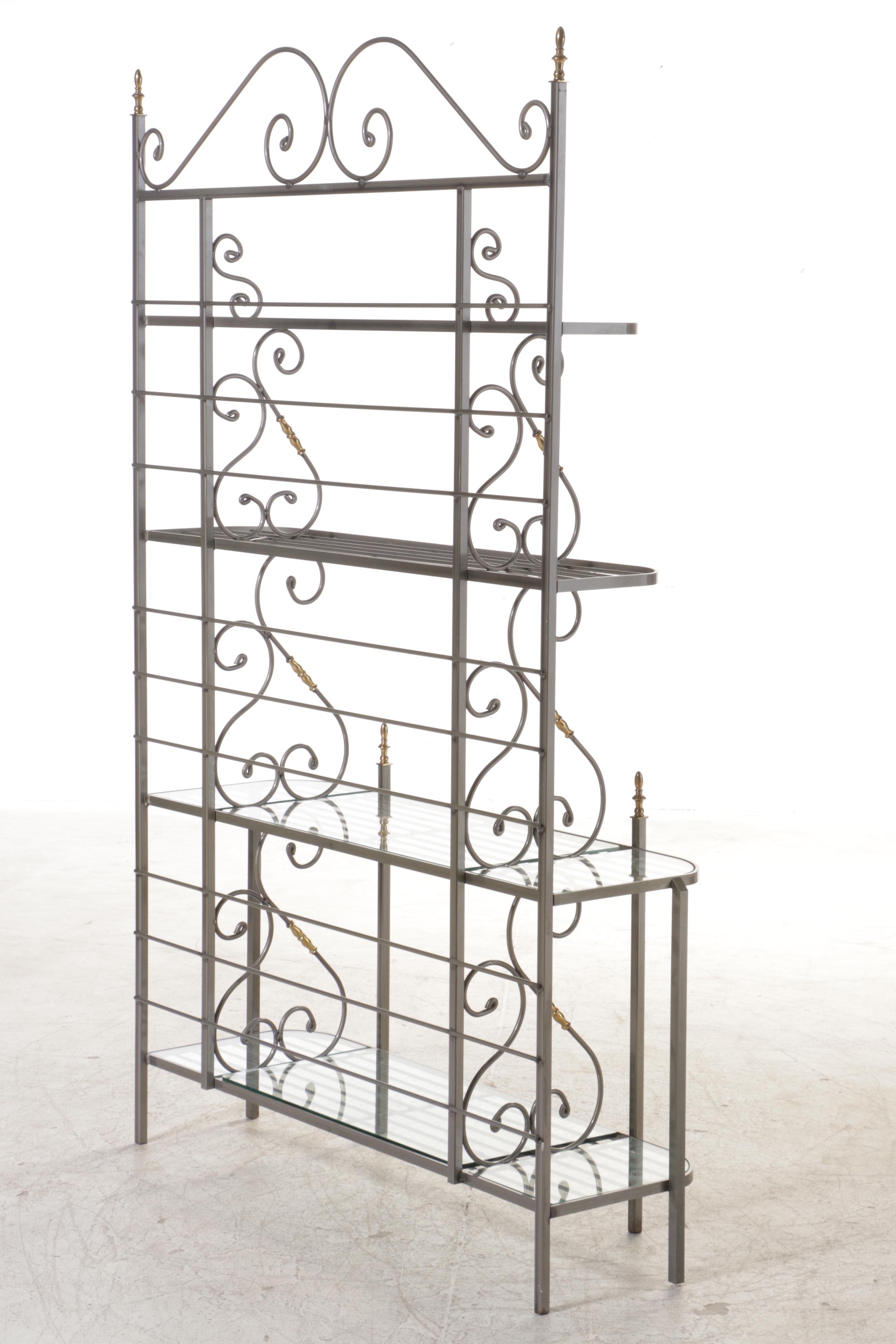 Charleston Forge Brass-Mounted Iron Four-Tier Baker's Rack
