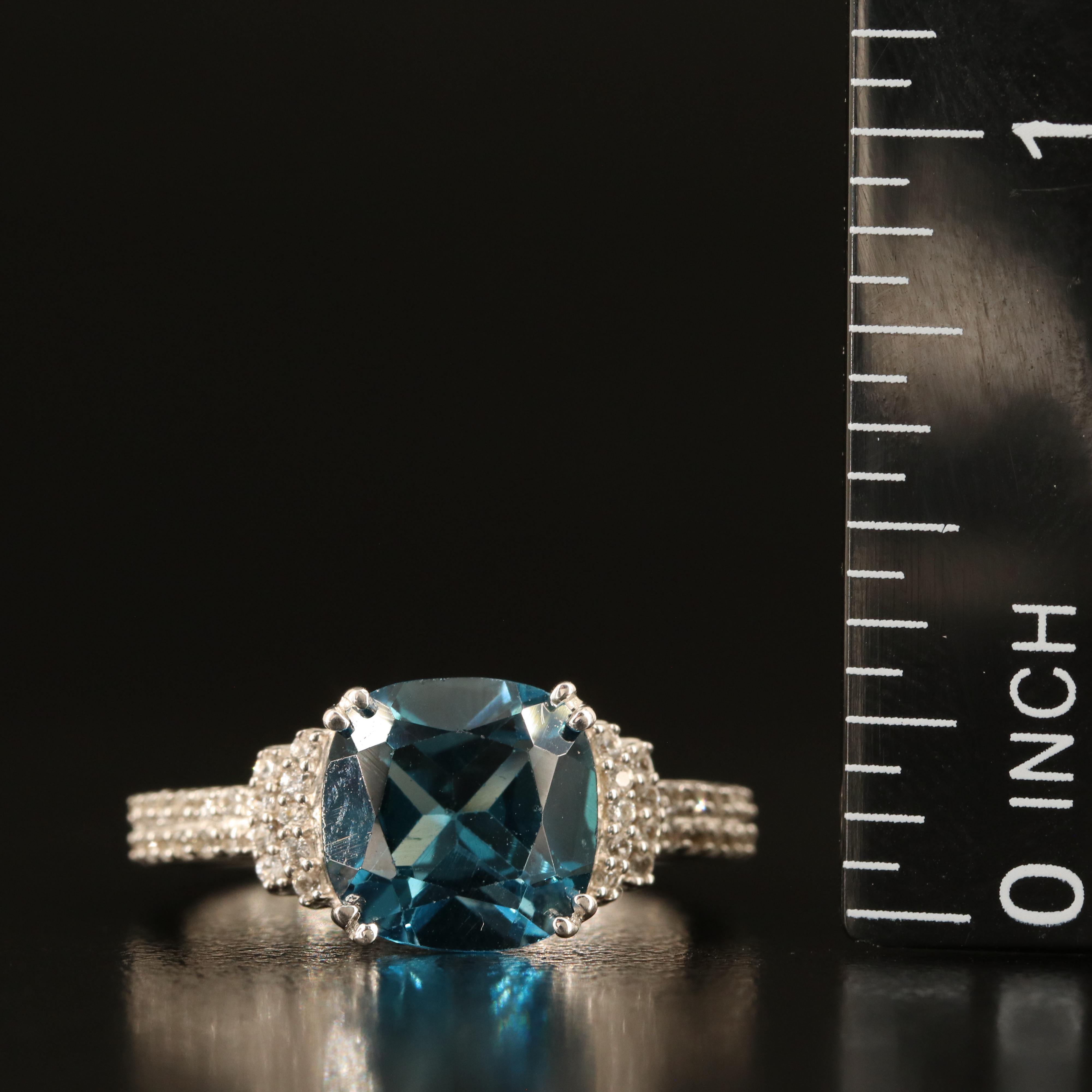 Sterling London Blue Topaz and White Sapphire Ring