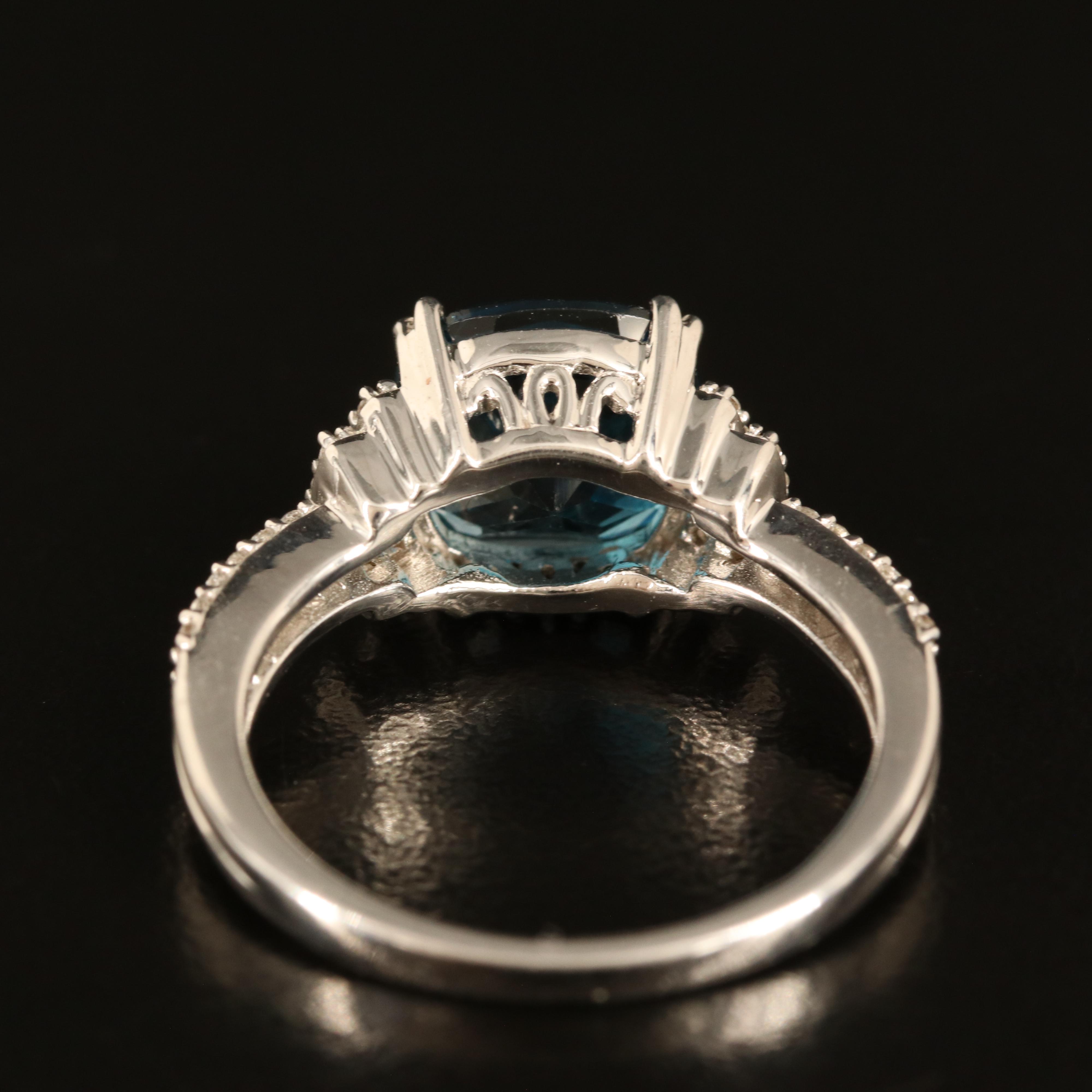 Sterling London Blue Topaz and White Sapphire Ring