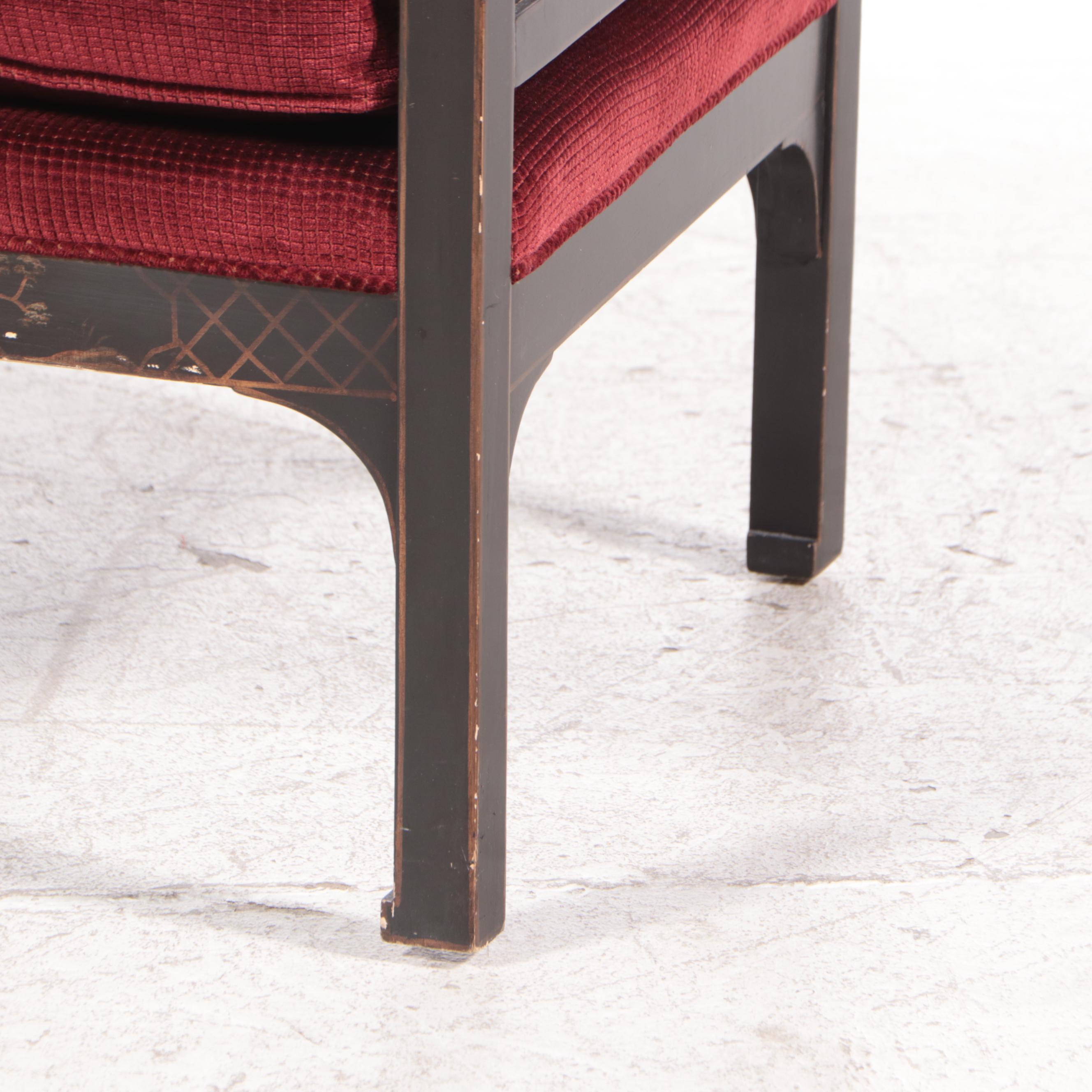 Milling Road div. of Baker Ebonized, Parcel-Gilt, and Chinoiserie Armchair