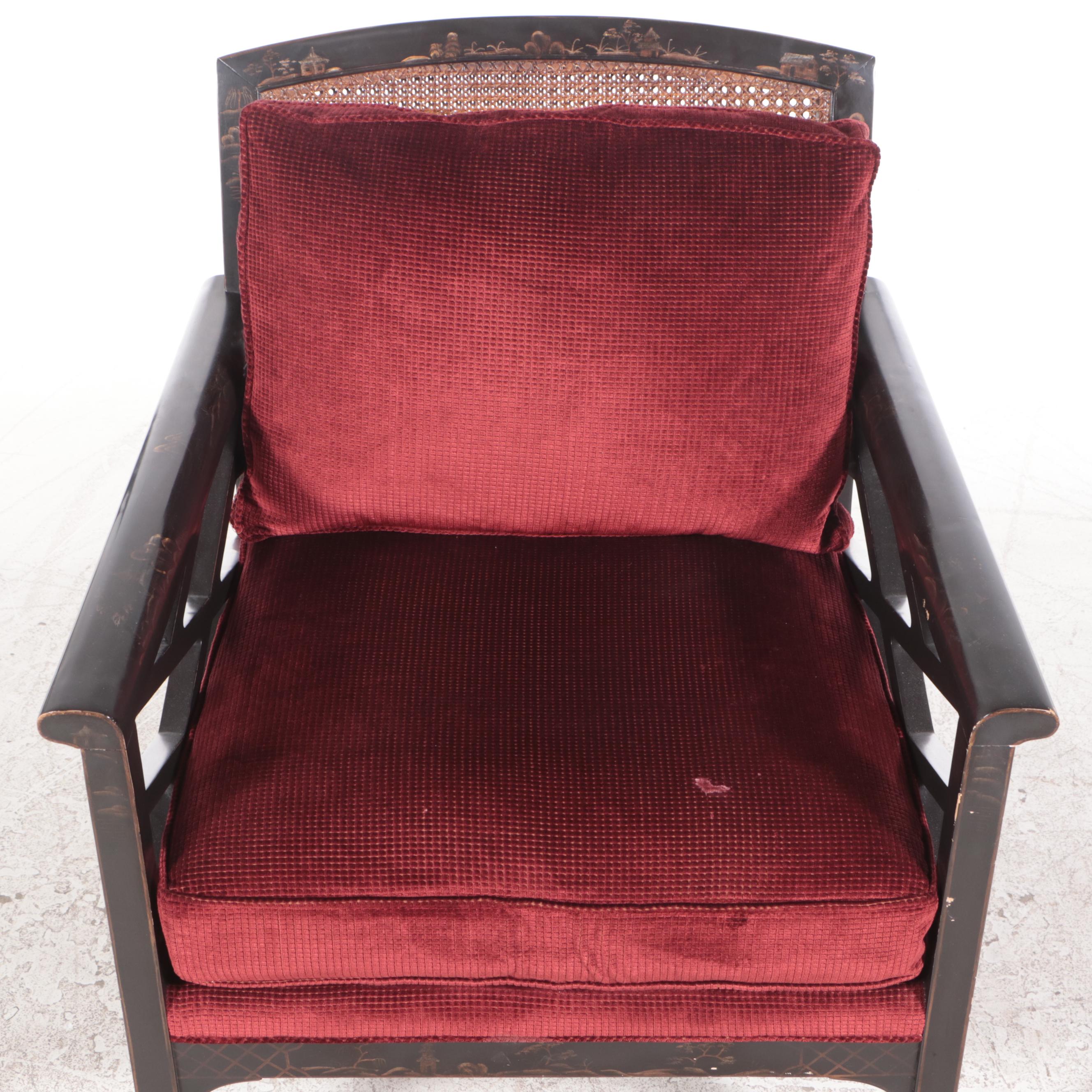 Milling Road div. of Baker Ebonized, Parcel-Gilt, and Chinoiserie Armchair